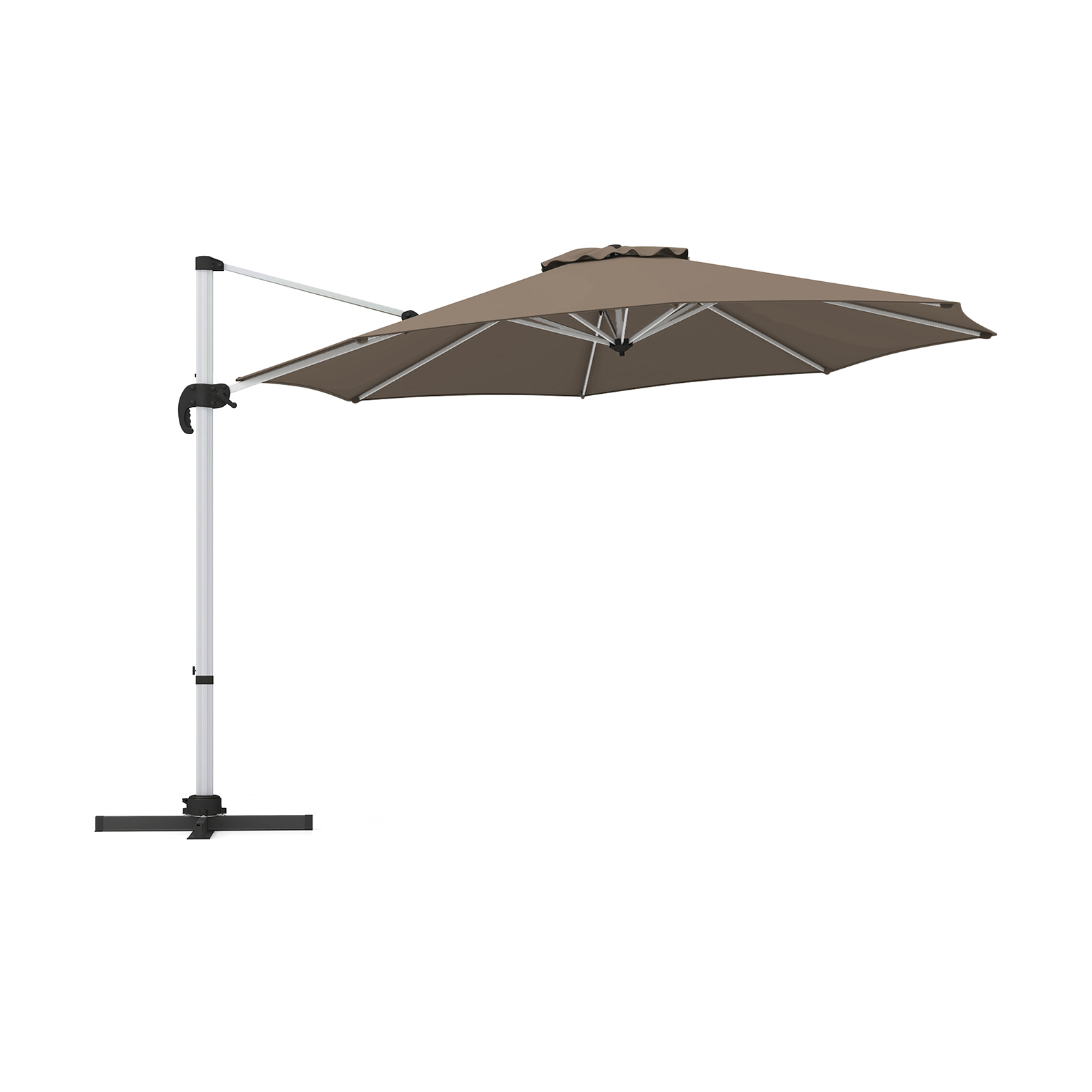 325 cm Outdoor Patio Umbrella with 360° Rotation-Brown