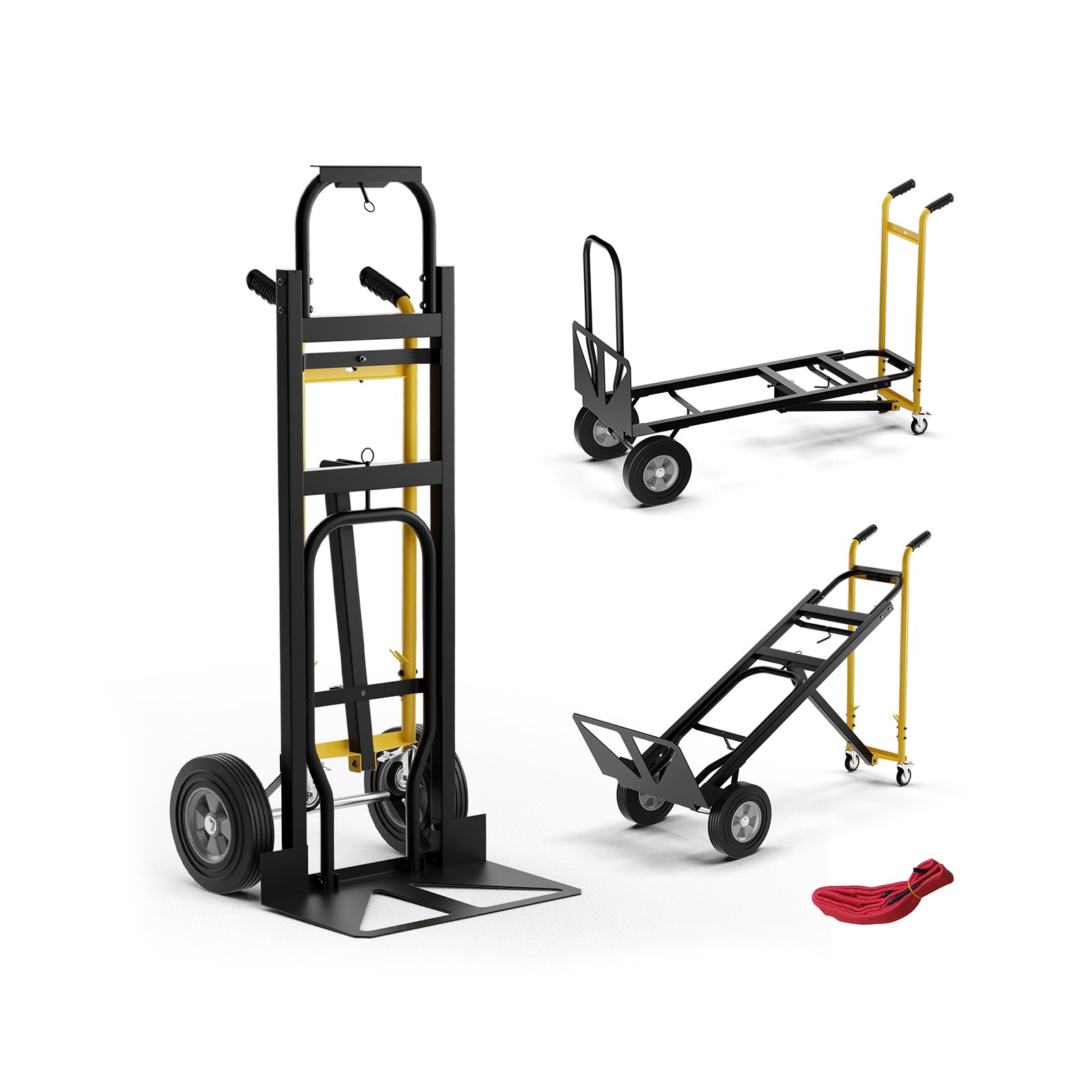 3-in-1 Convertible Hand Truck Metal Dolly Cart with 450kg Load Capacity-Black