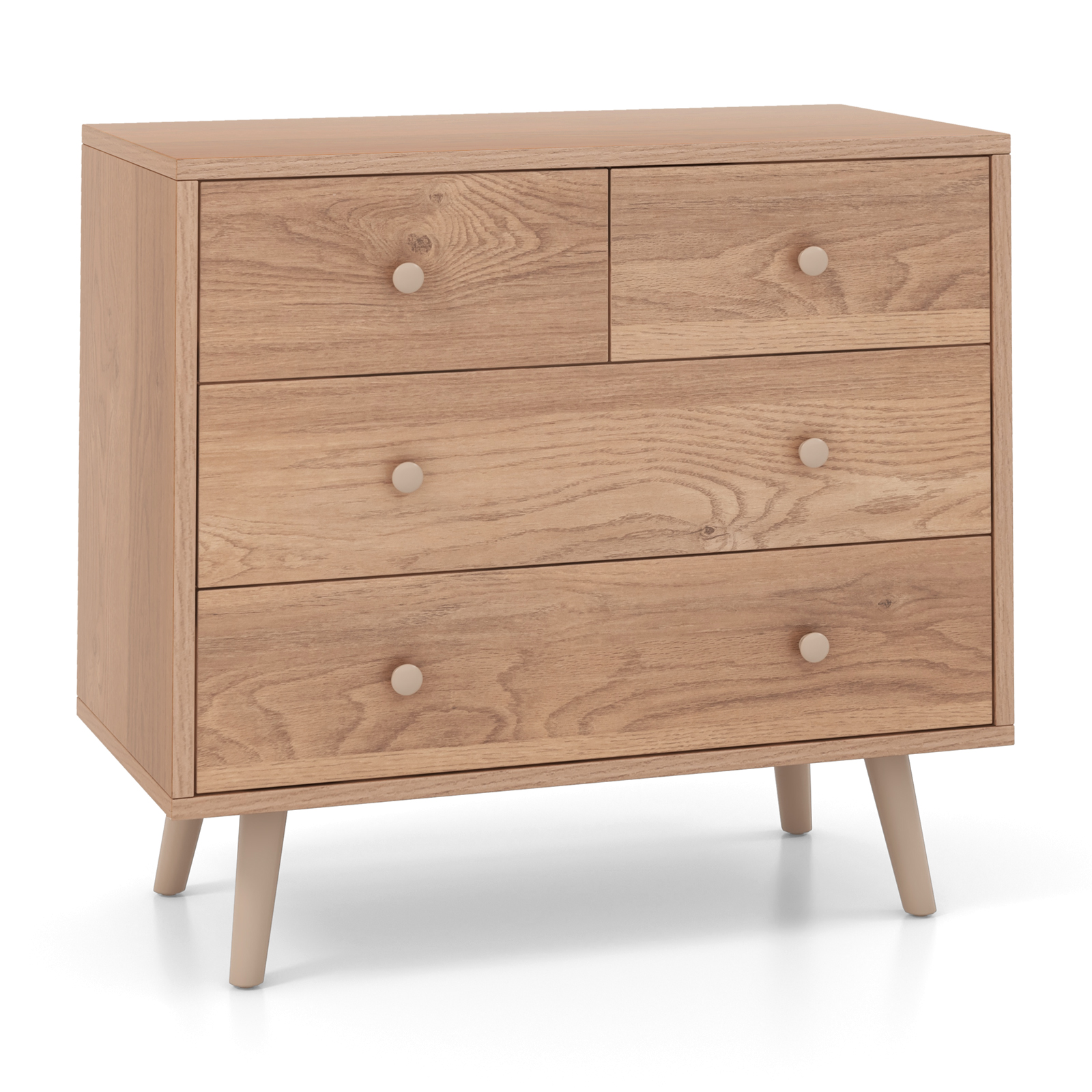 4-Drawer Dresser Modern Storage Chest Cabinet with Handles-Natural