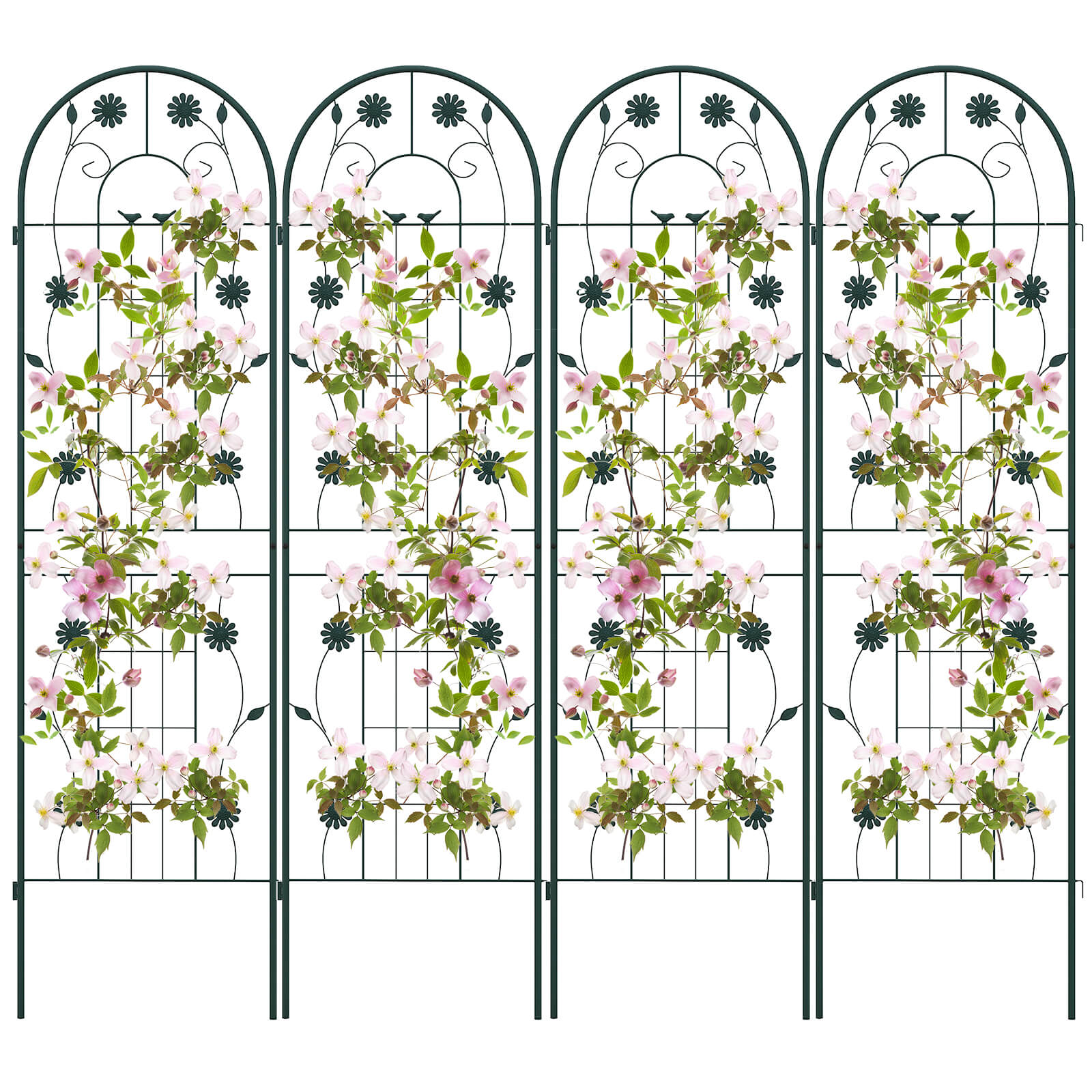 2/4 Pack Metal Garden Trellis 180 cm x 50 cm Wire Lattice Panel-Green-4 Pack