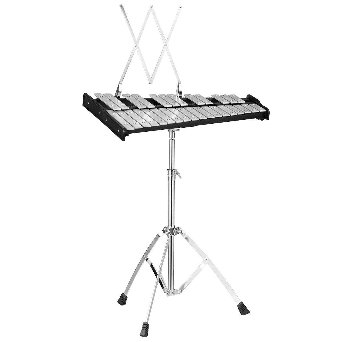 30 Notes Glockenspiel Bell Kit with 8" Practice Pad and Adjustable Height Stand