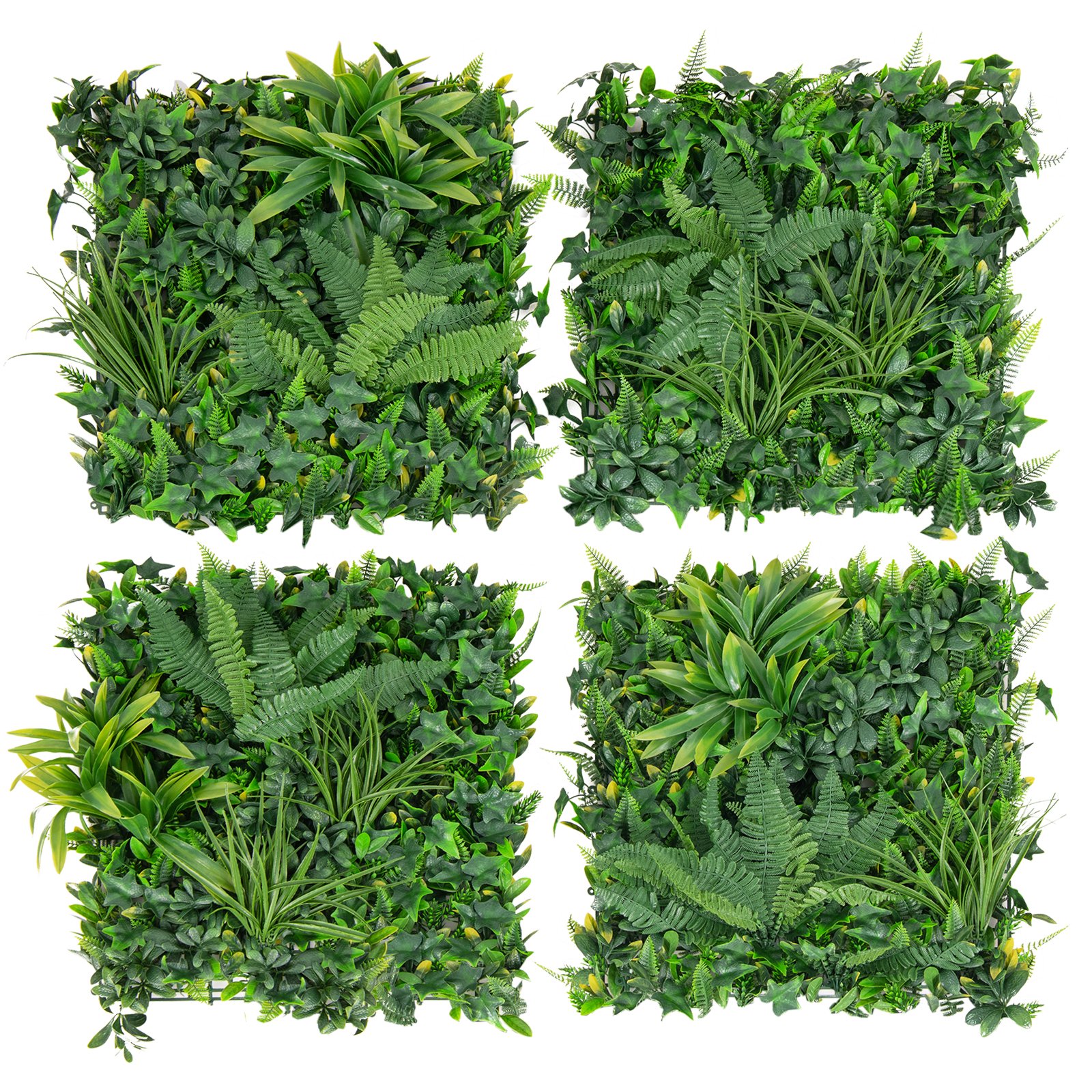 4 Pieces Artificial Hedge Boxwood Panels with Diverse Leaves