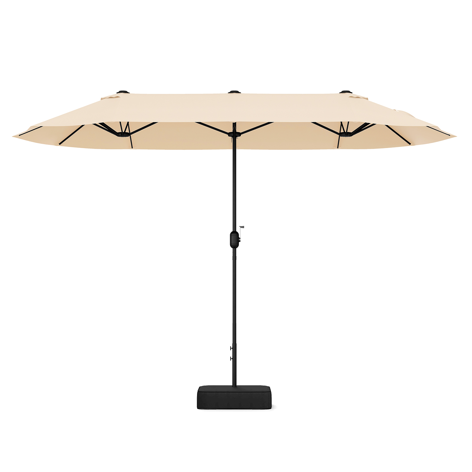 4m Double-sided Patio Umbrella with Crank Handle for Garden Pool Backyard-Beige