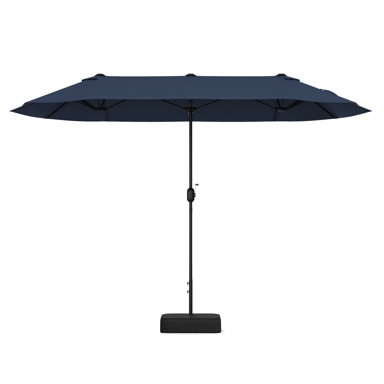 4m Double-sided Patio Umbrella with Crank Handle for Garden Pool Backyard-Navy