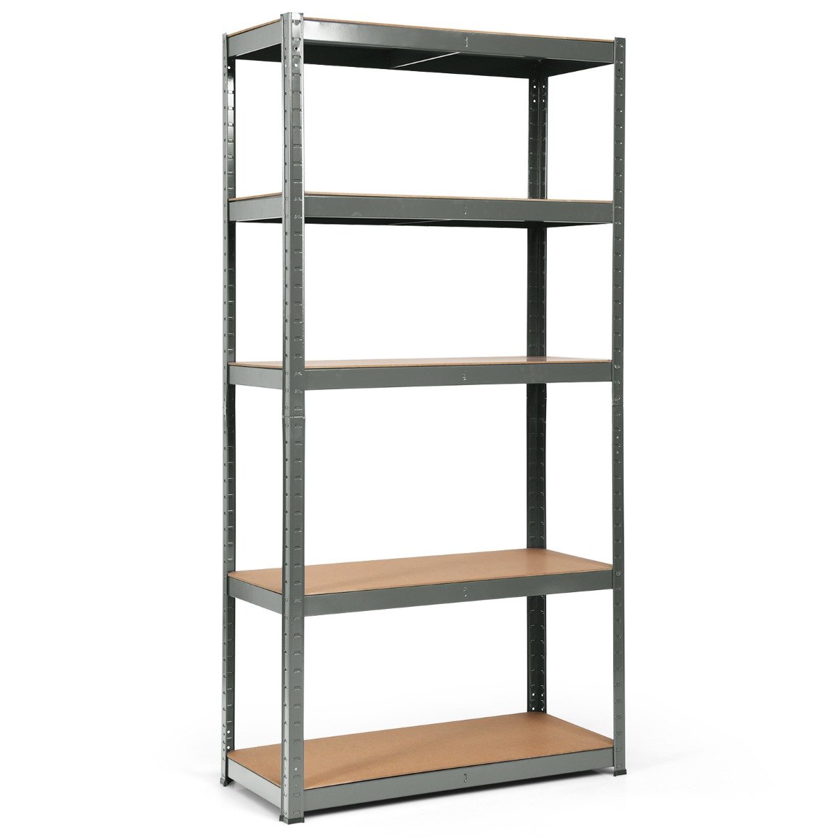 5-Tier Storage Rack with Boltless Shelving and Adjustable Shelves-Grey