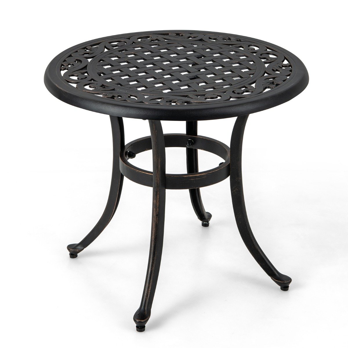 60 cm Patio Side Table with Adjustable Footpads for Poolside Backyard Balcony-Brown