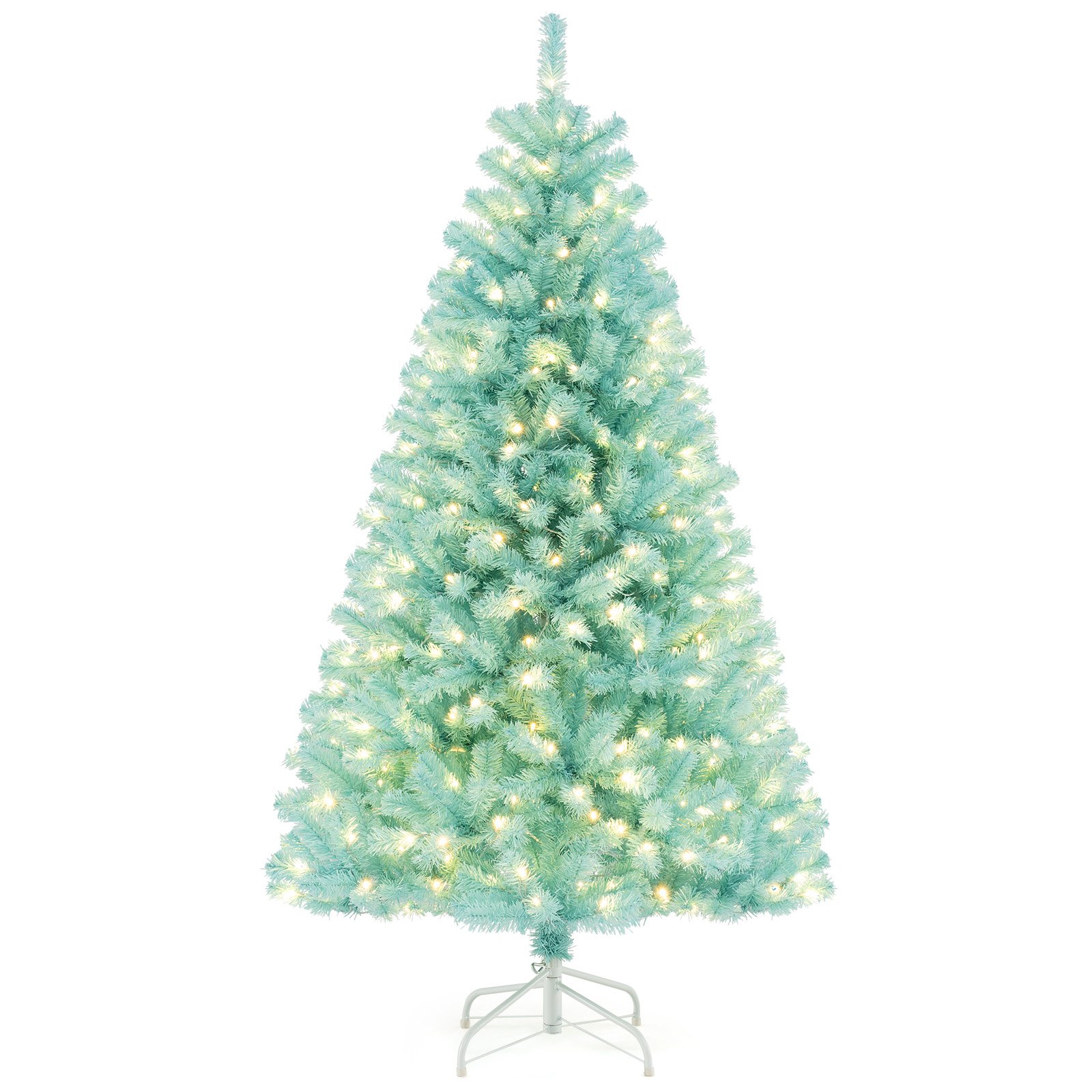 6 Feet Artificial Xmas Tree Pre-Lit with Folding Metal Stand-6FT