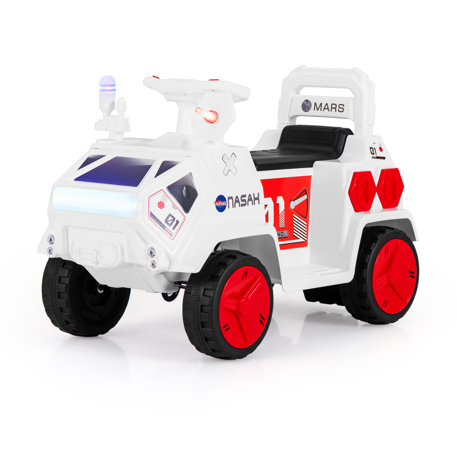 6V Kids Ride on Car Electric 4-Wheeler for Kids with Music-White & Red