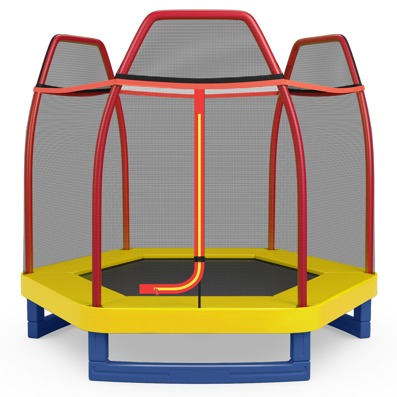 7 Feet Toddler Trampoline with Safety Enclosure Net-Orange