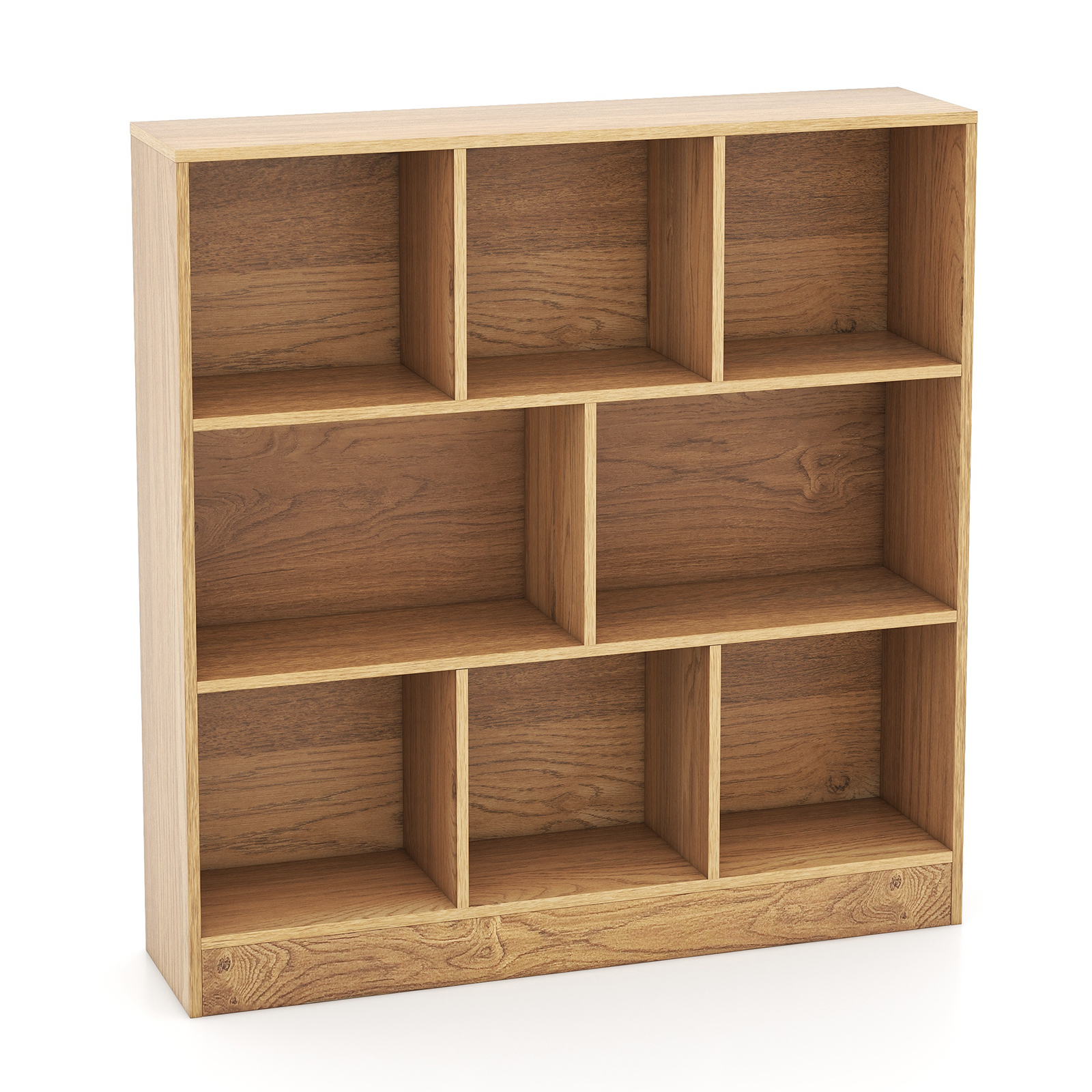 8-Cube Bookshelf with 2 Anti-Tipping Kits and Display Shelf for Home-Natural