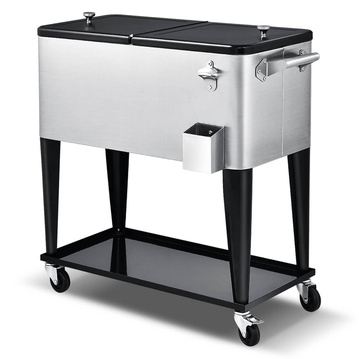 76L Bar Party Drink Ice Bucket Trolley Car Cooler for Outdoor Patio Pool