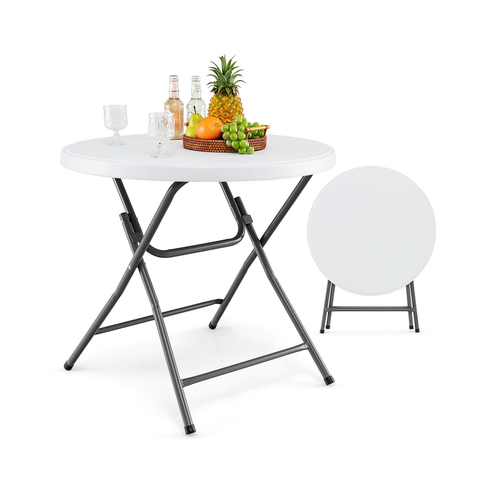 81 CM Round Folding Plastic Table with Thickened HDPE Tabletop