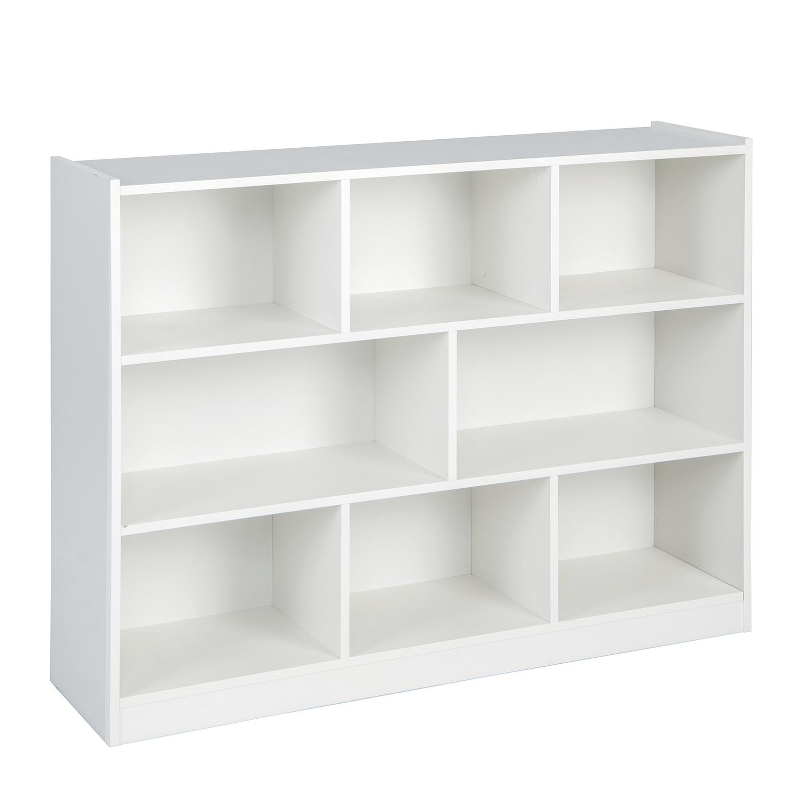 3-Tier Open Bookcase 8-Cube Floor Standing Storage Shelves Display Cabinet-White