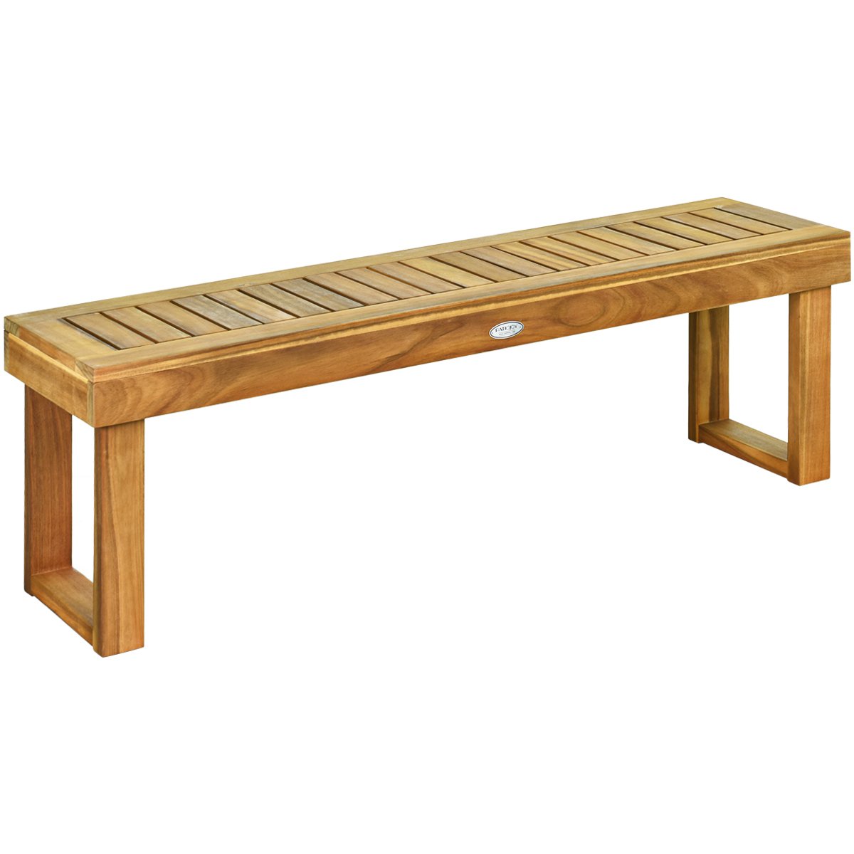 Acacia Wood Patio Bench with Slatted Seat