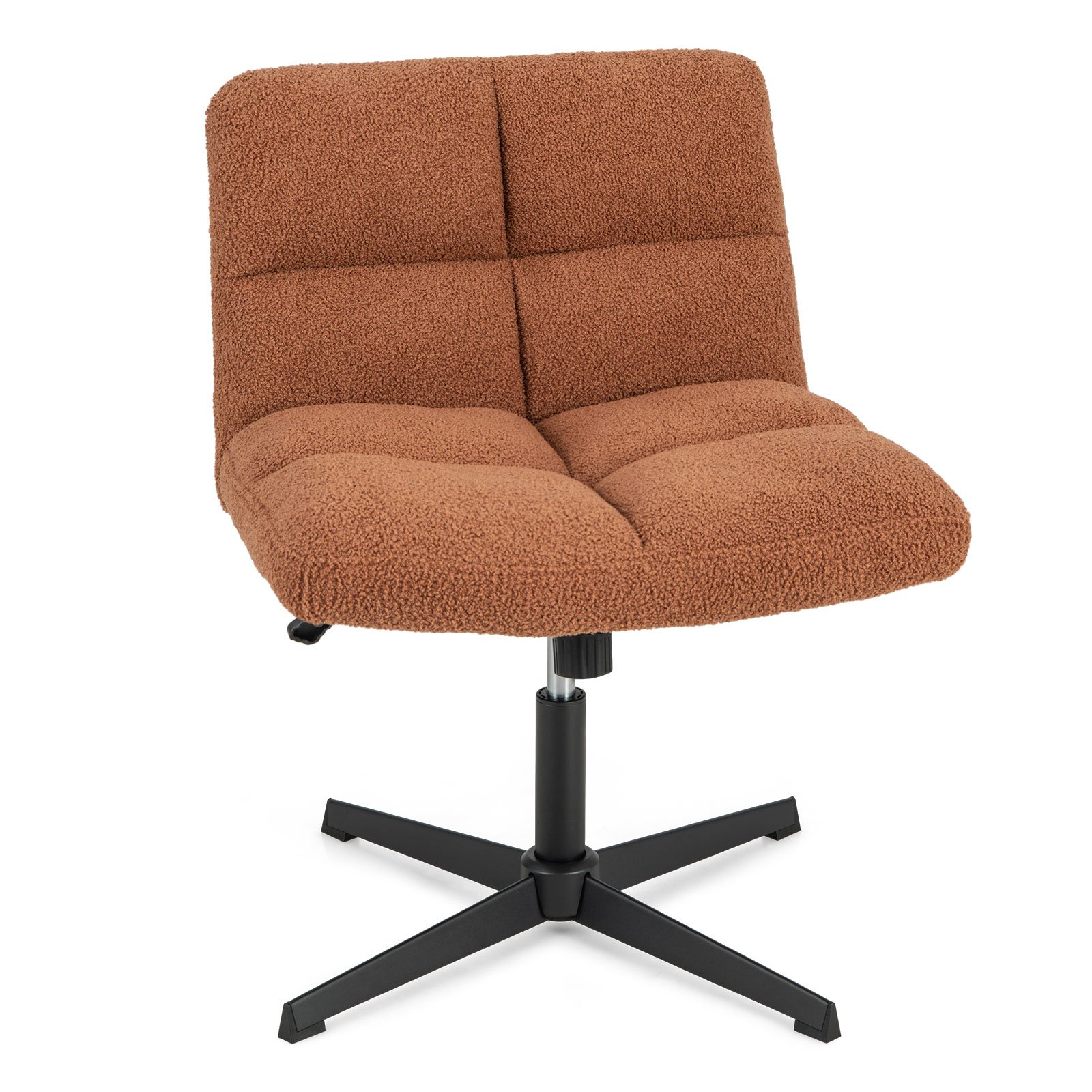 Adjustable Armless Office Chair with Imitation Lamb Fleece-Brown