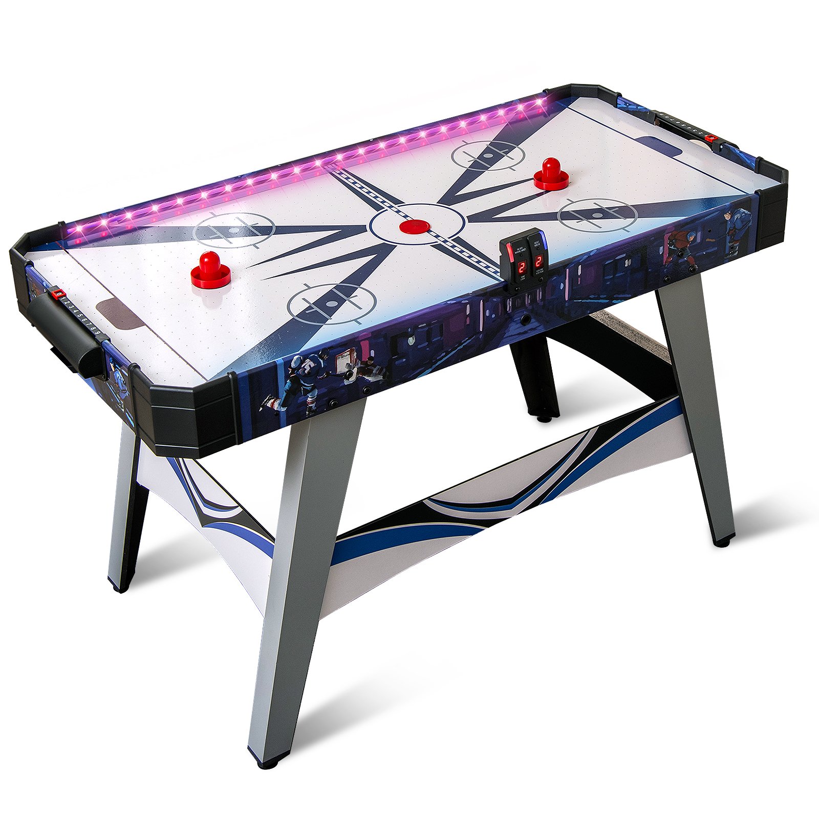 Air Hockey Game Table with 2 Pushers and Pucks-White