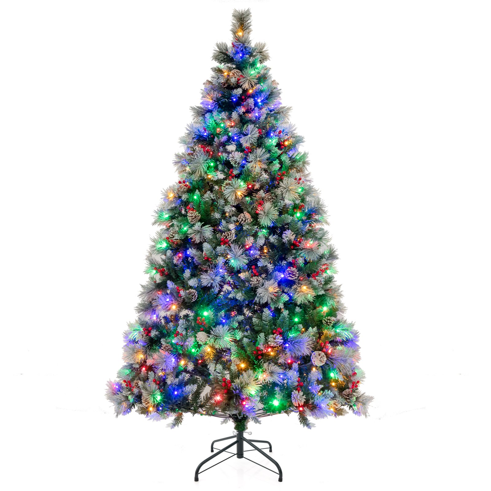 6/7 Feet Artificial Xmas Tree with Fiber Optics and 8 Lighting Modes-7 ft