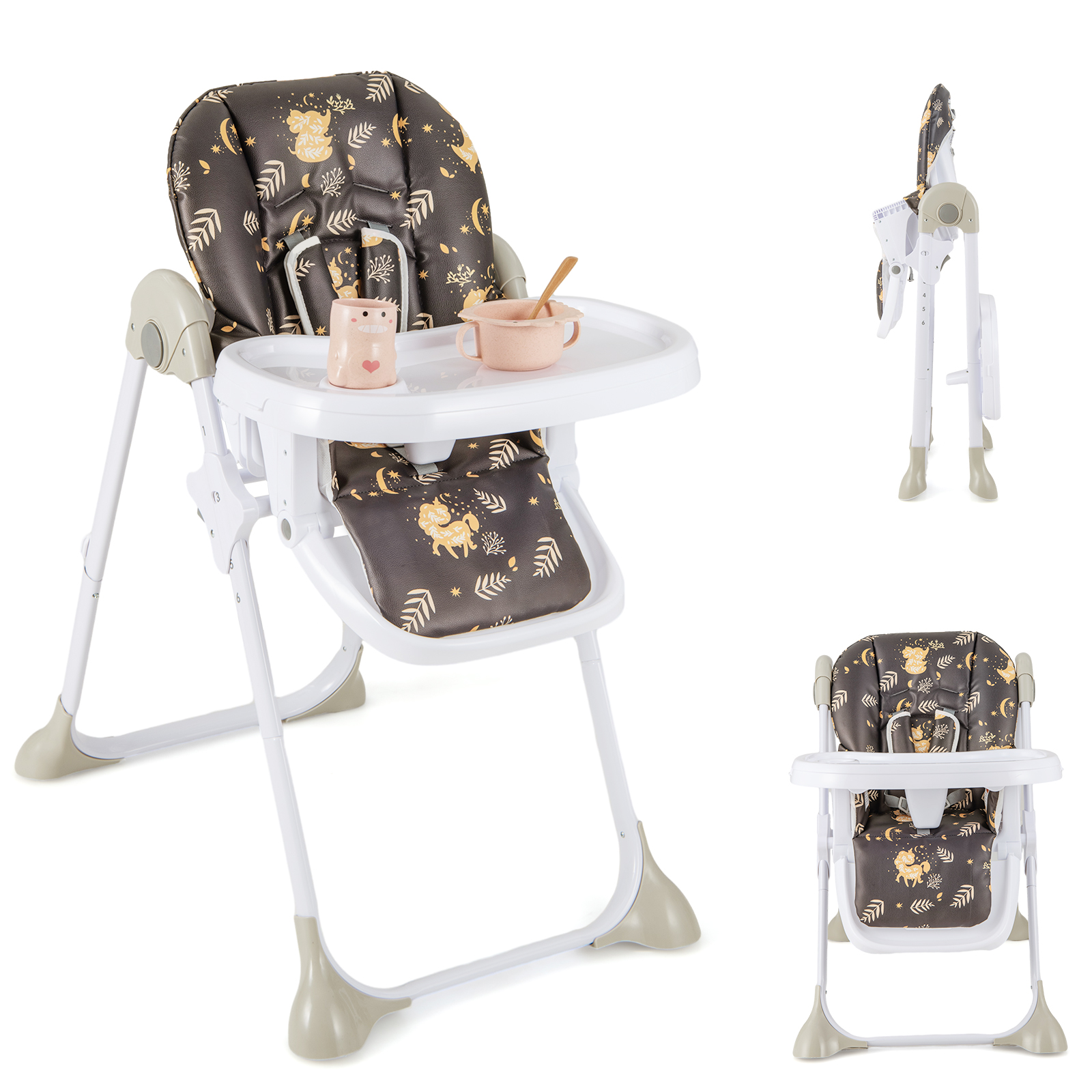 Baby Highchair with Removable Tray for 6-36 Months-Dark Brown