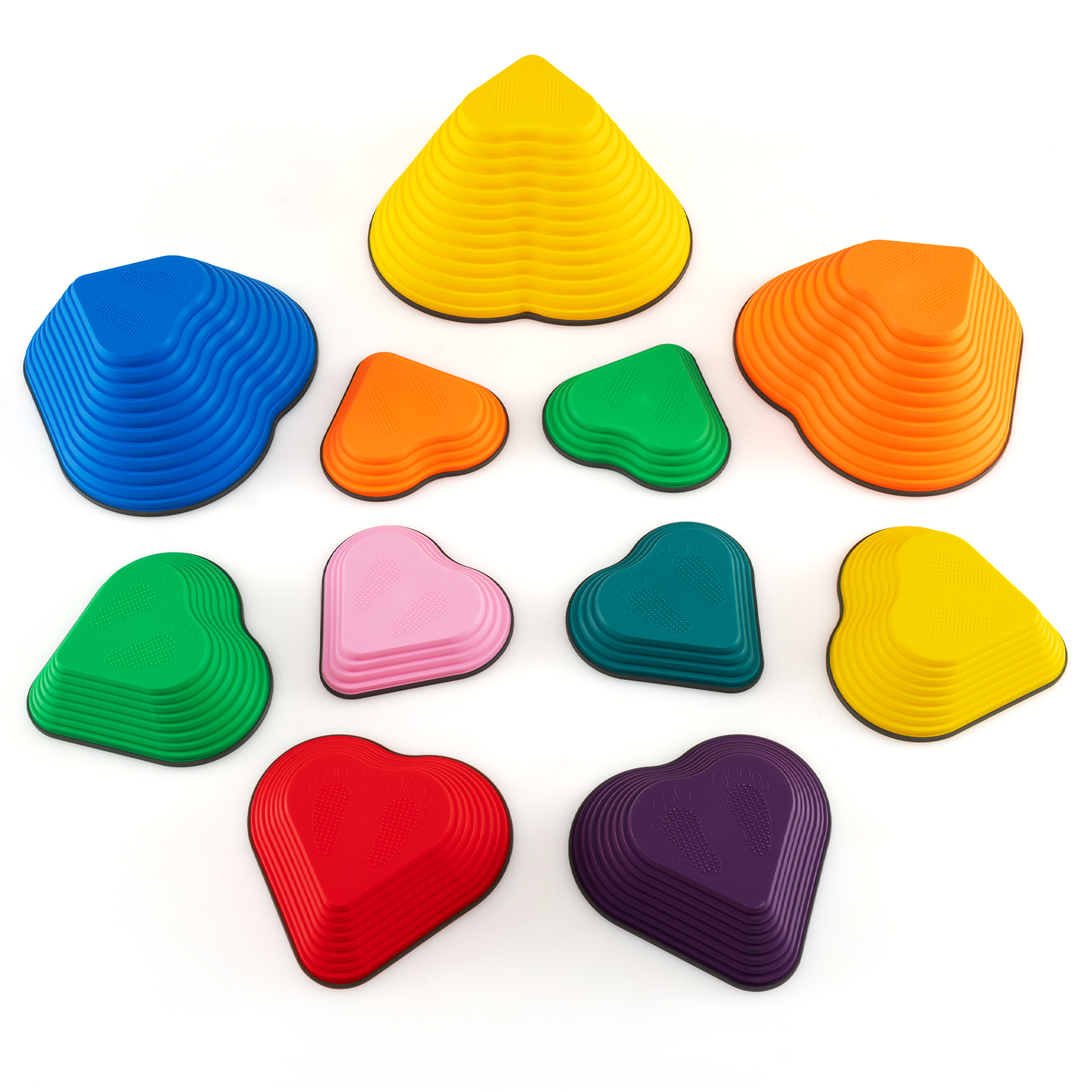 Set of 11 Kids Stepping Stones Balance Blocks with Full Edge-Multicolor