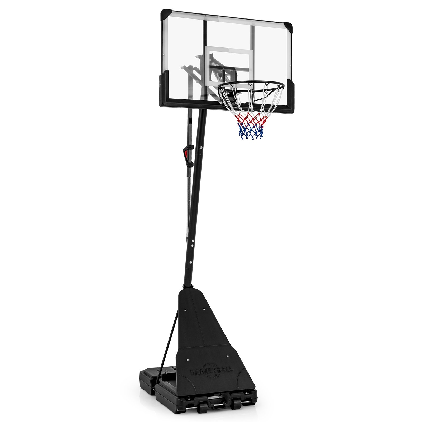 Basketball Hoop System with 44 Inch Shatterproof Backboard and Basketball Rebounder