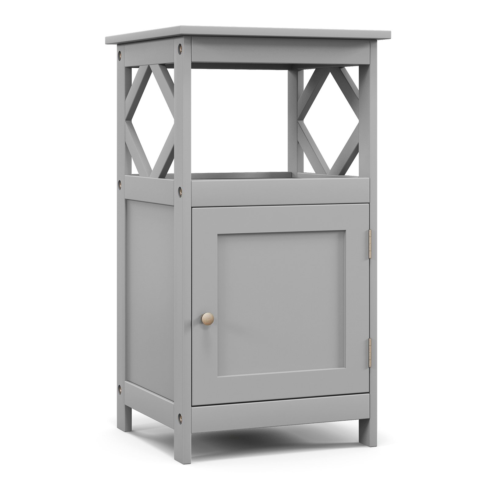 Bathroom Floor Cabinet with Open Compartment and Single Door-Grey