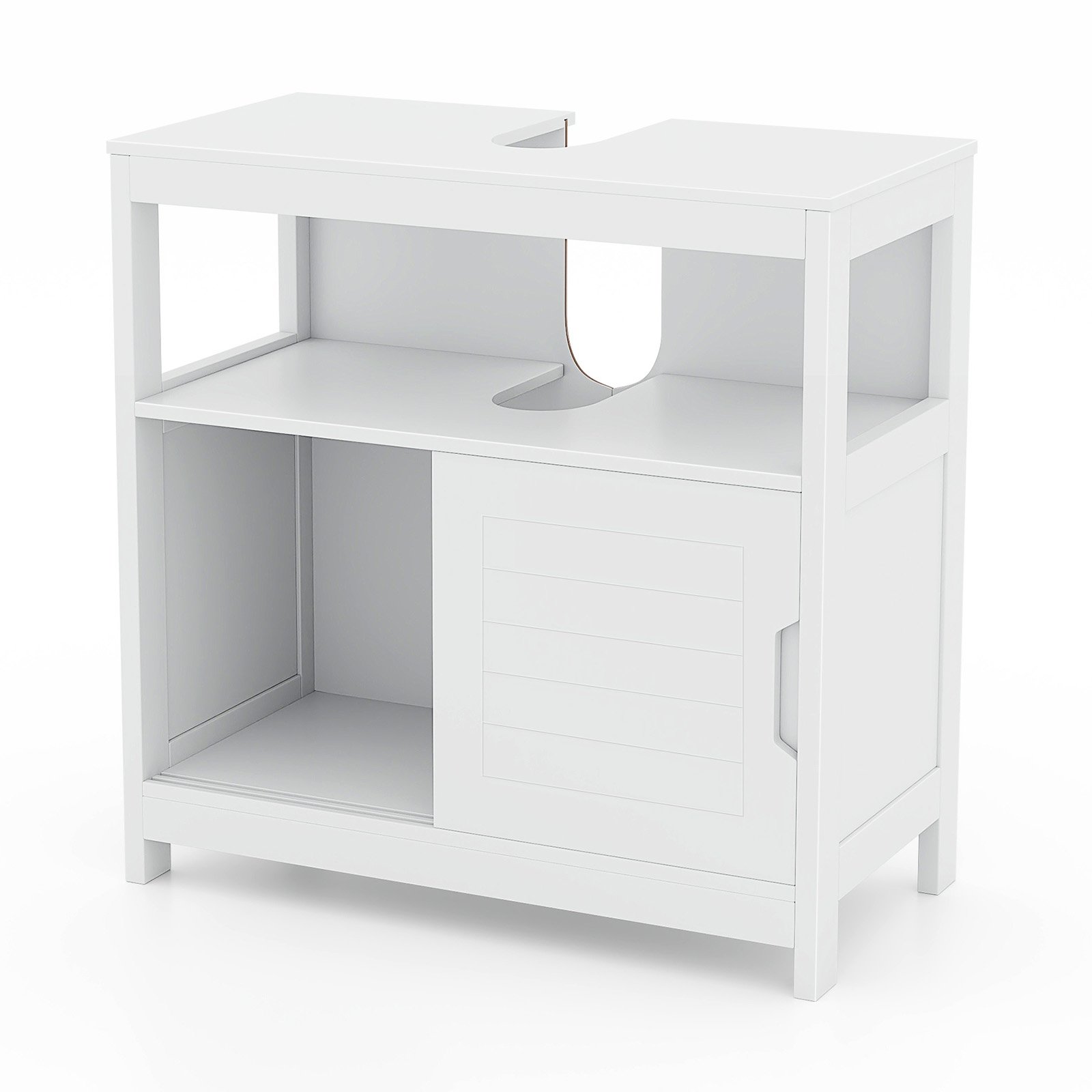 Bathroom Sink Cupboard Under Sink Vanity Cabinet with Sliding Doors-White