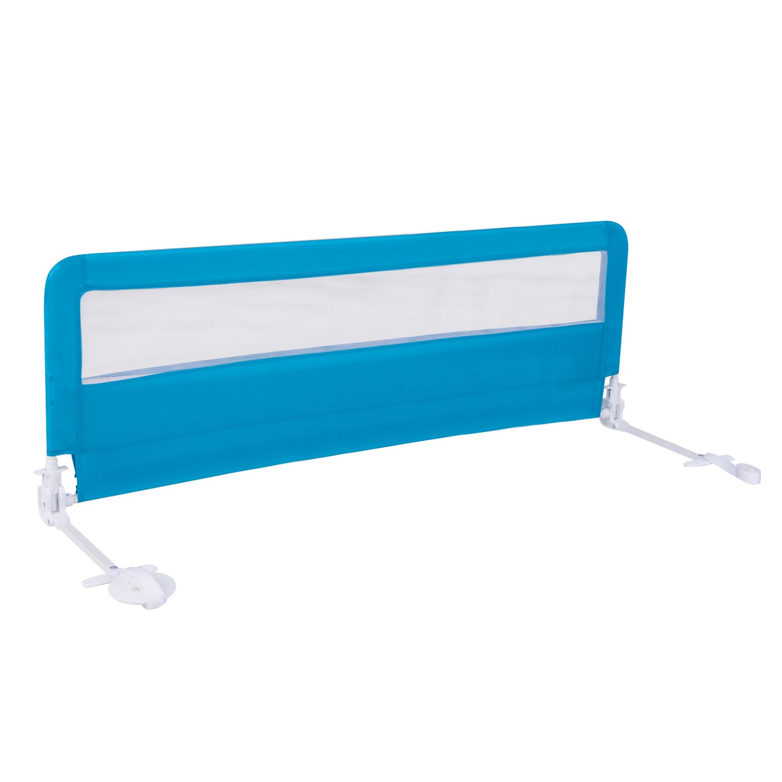 150CM Foldable Baby Bed Rail Guard with Washable Cover and Safety Strap-Blue