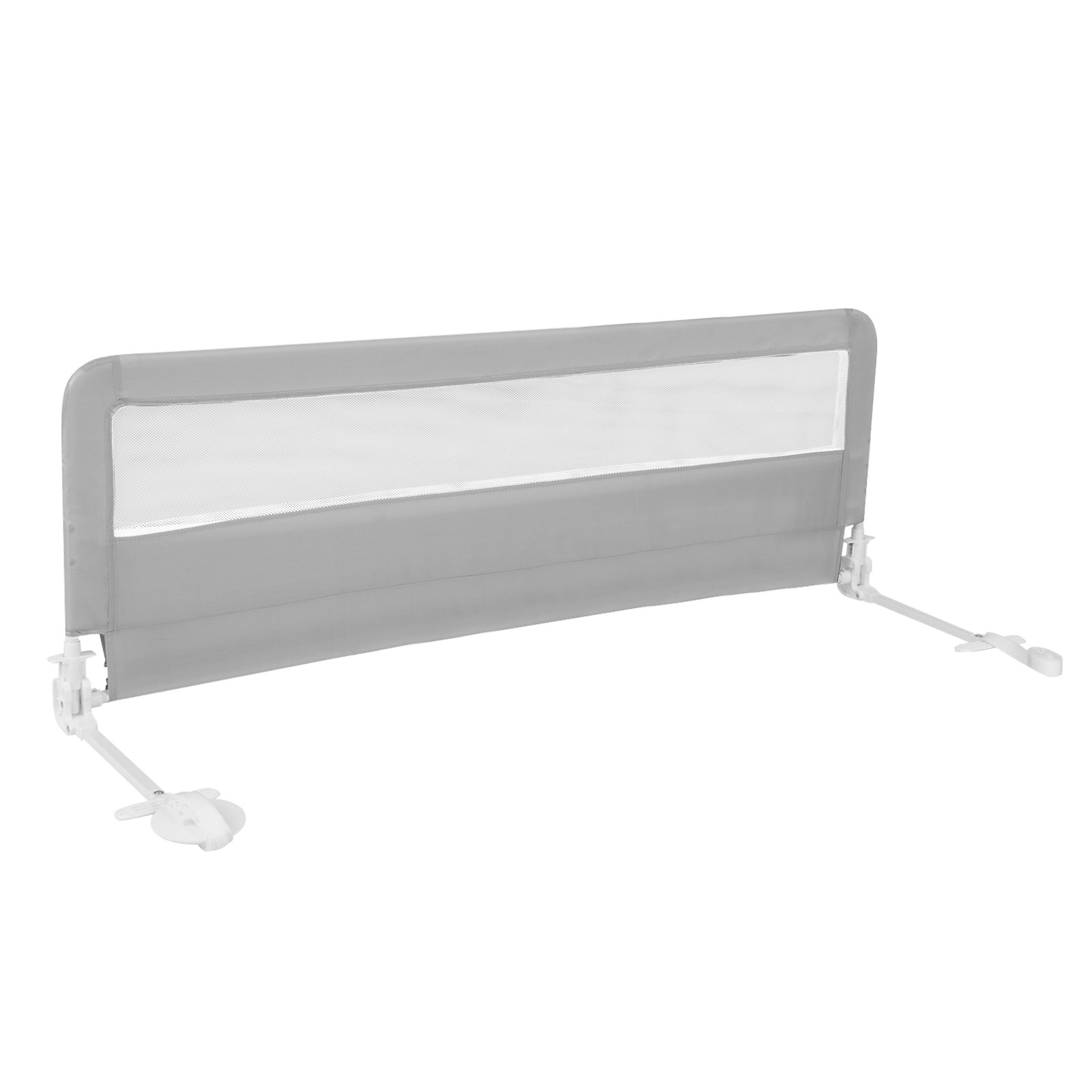 150CM Foldable Baby Bed Rail Guard with Washable Cover and Safety Strap-Silver