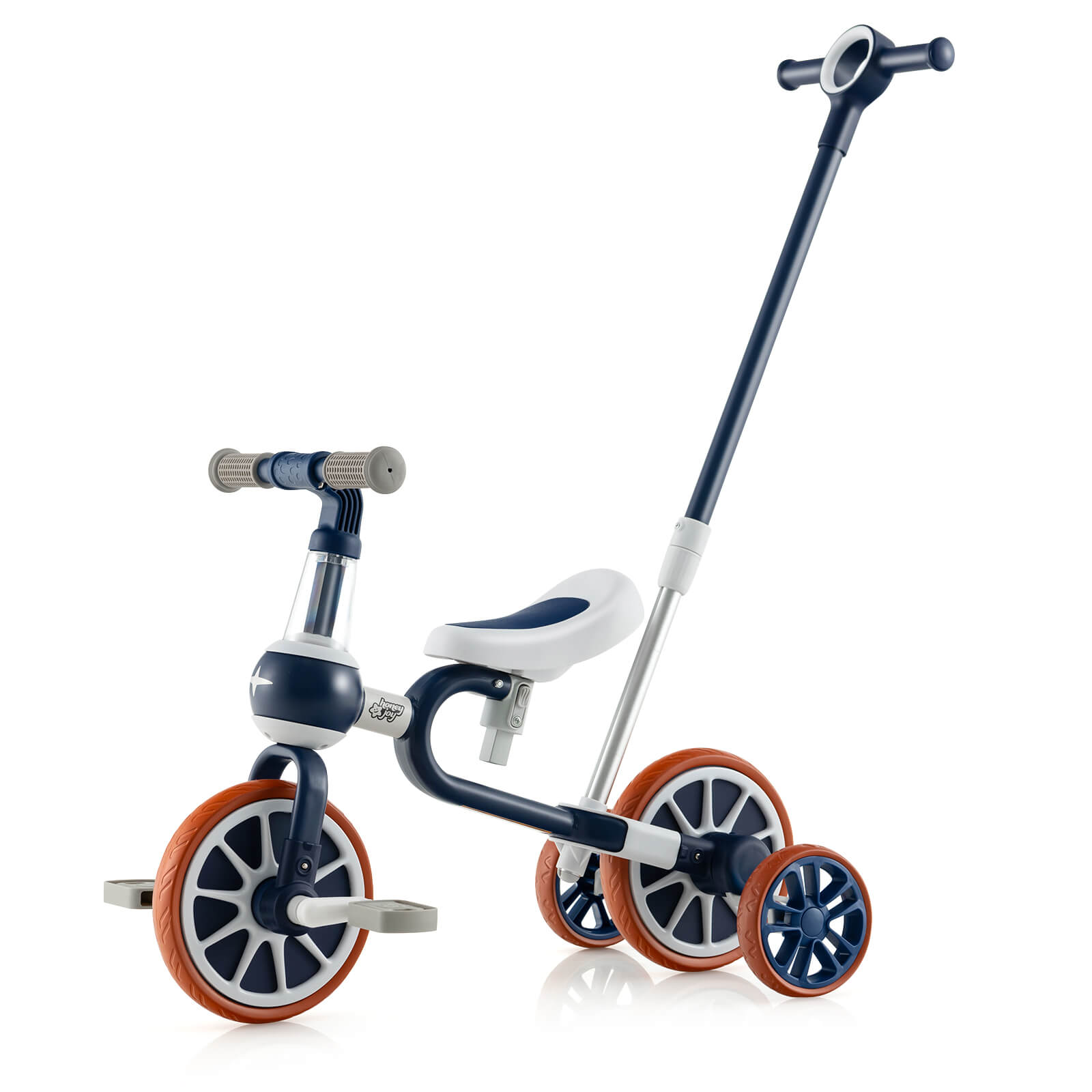 4-in-1 Multifunctional Kids Training Balance Trike wih Adjustable Push Handle-Navy