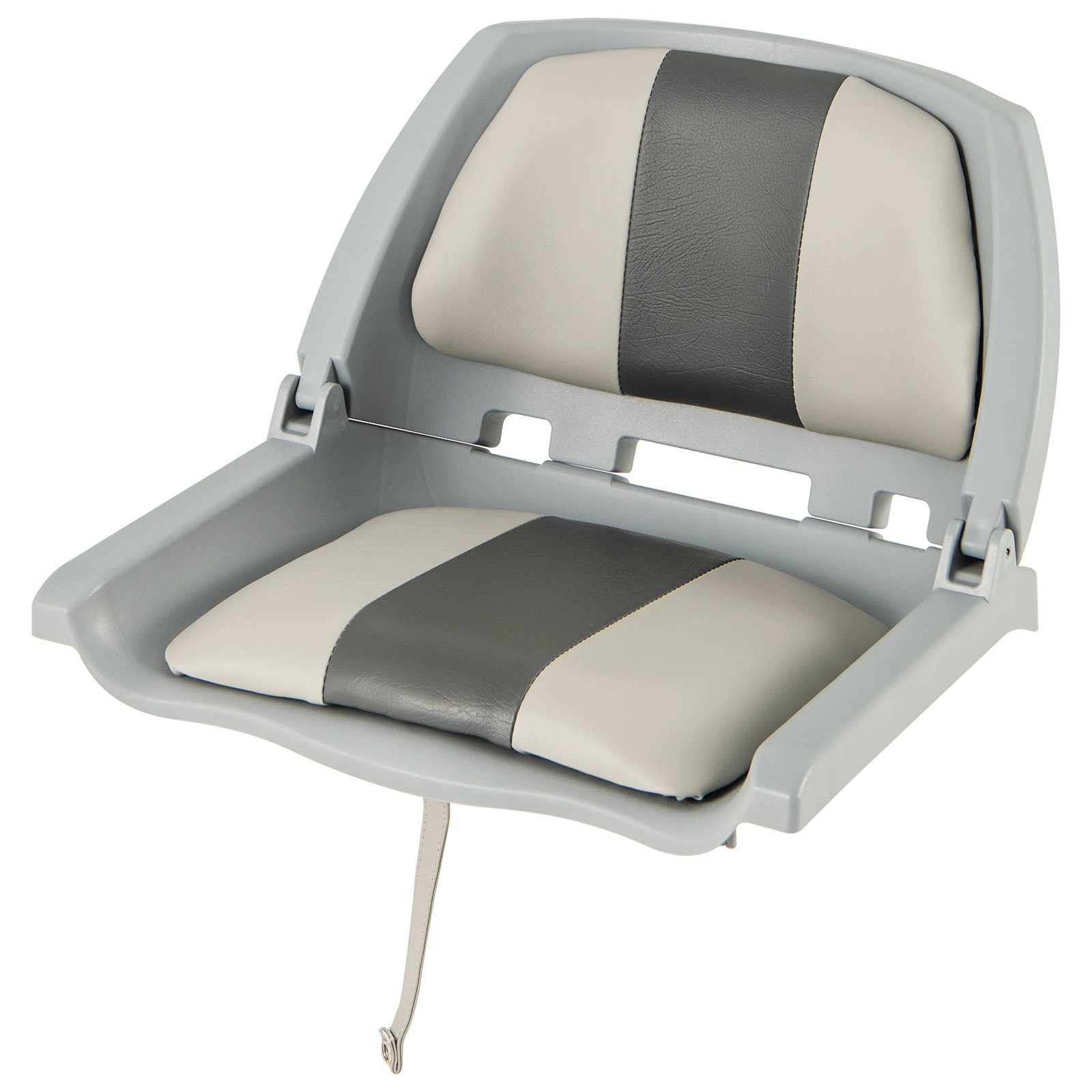 Folding Low Back Boat Seat with Mounting Hardware for Fishing-Grey