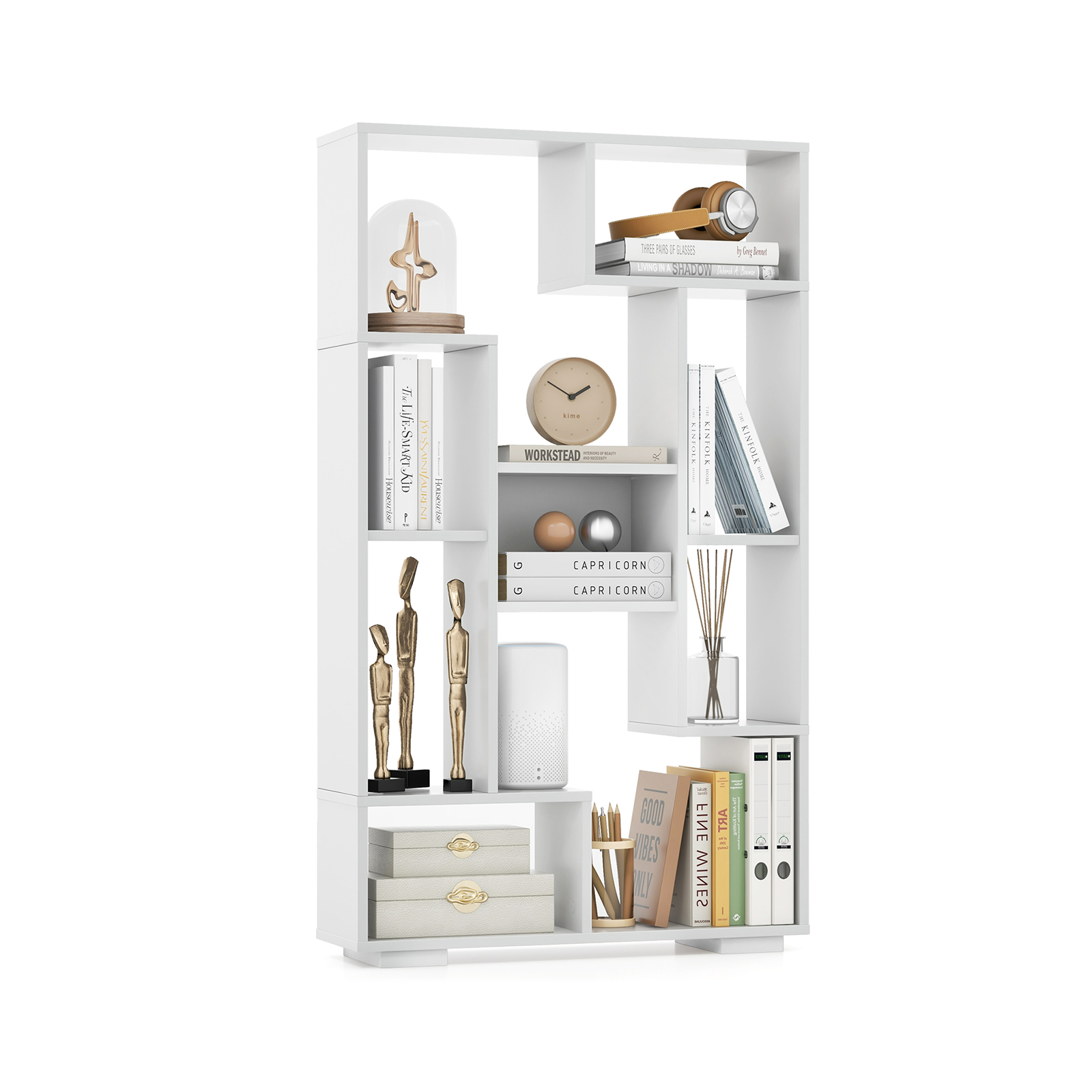 120cm Tall Bookshelf with Anti-tipping Kits for Home Office-White