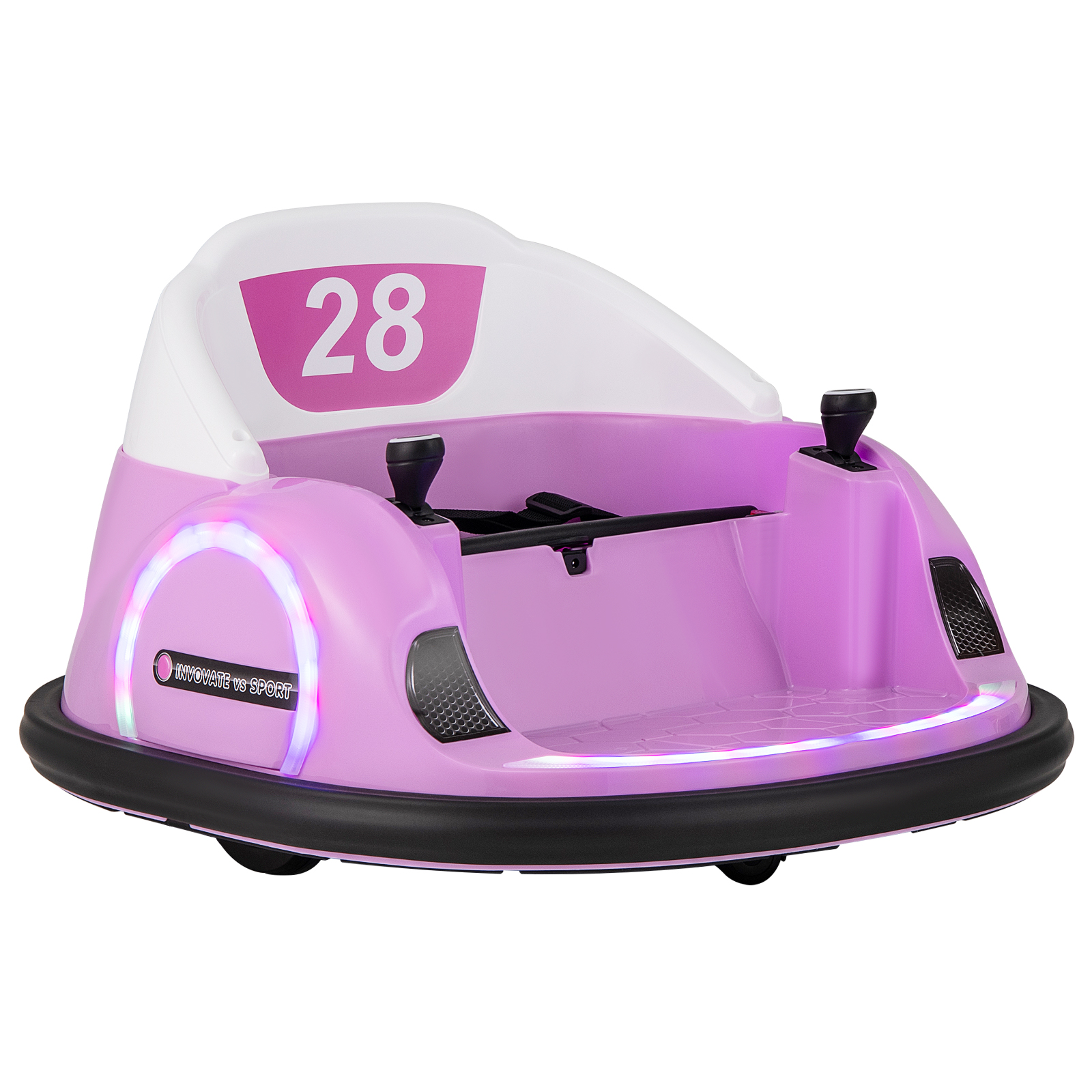 Kids Ride on Battery Powered Bumping Car with Flashing LED Lights-Pink