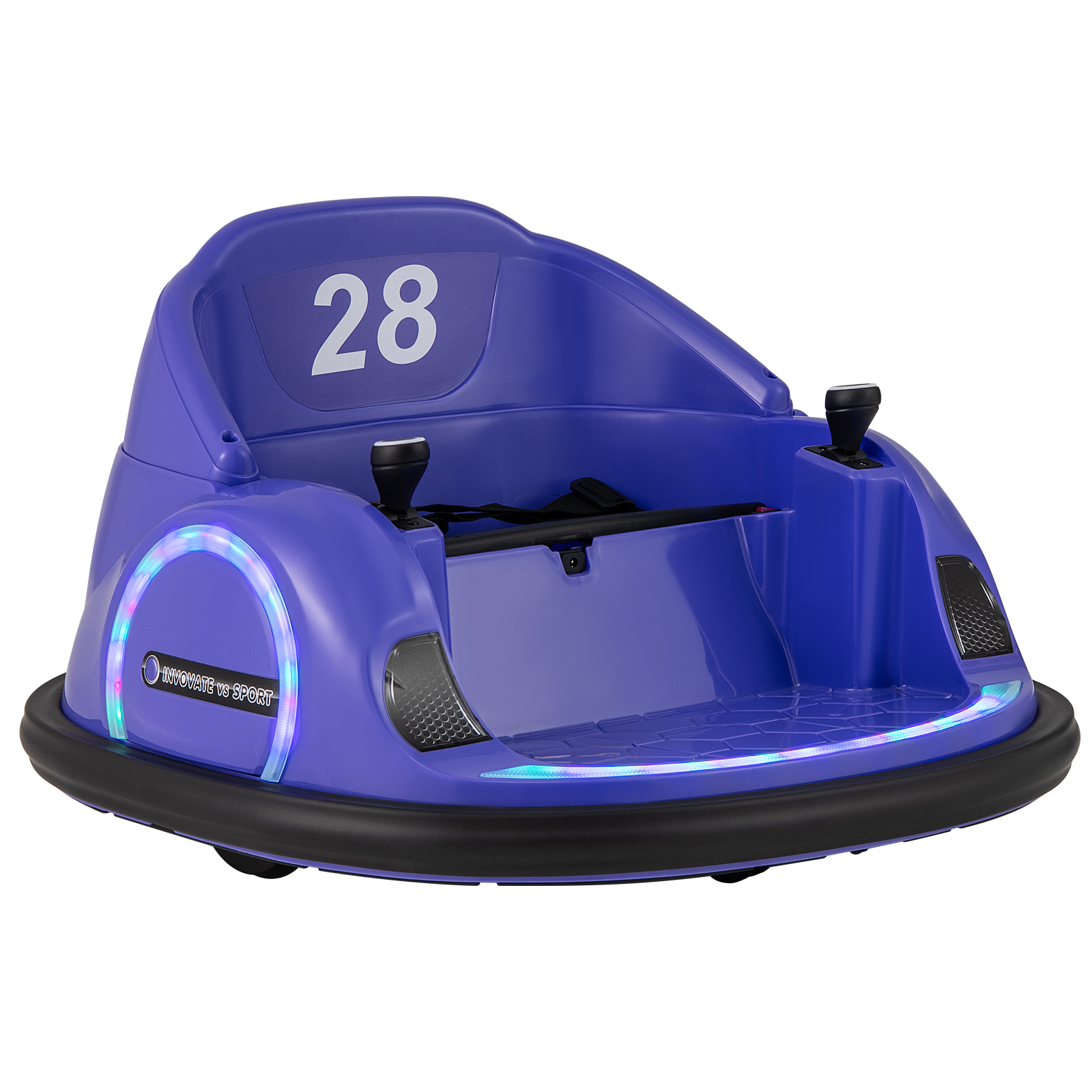 Kids Ride on Battery Powered Bumping Car with Flashing LED Lights-Purple