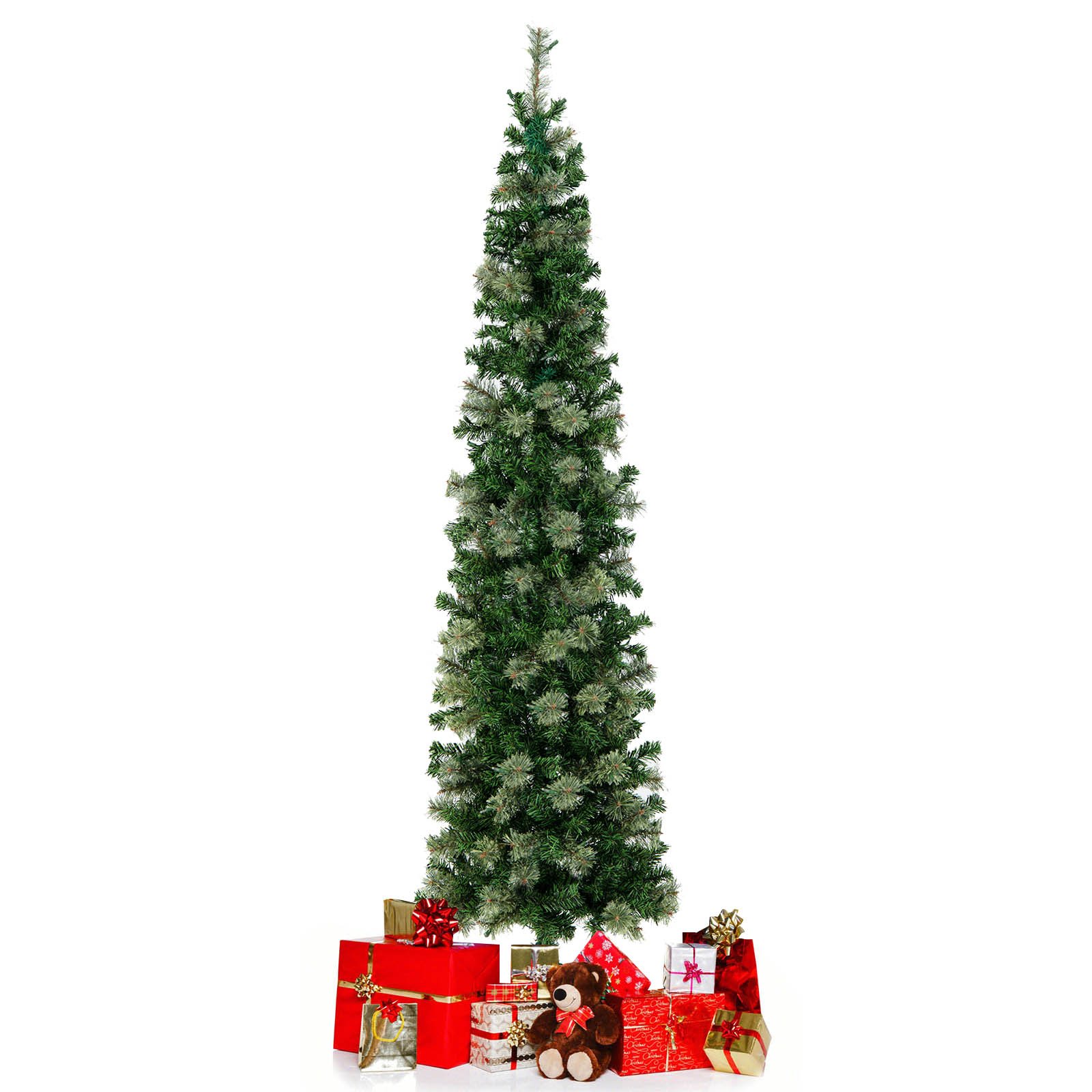 7 FT Pre-Lit Half-Shape Christmas Tree with 403 Branch Tips and 150 LED Lights