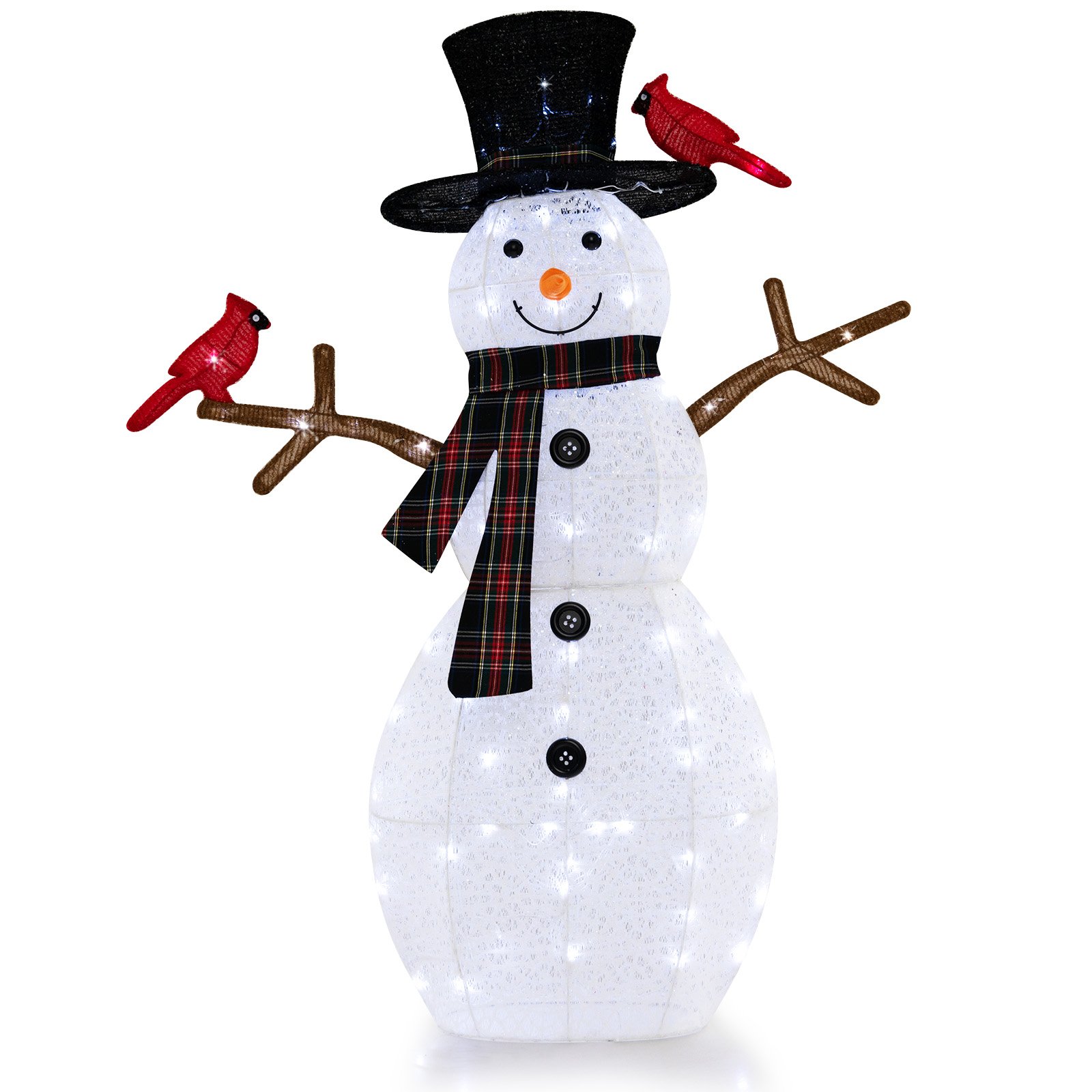 127 CM Pre-Lit Snowman Ornament with Warm-White LED Lights for Holiday Winter Decor