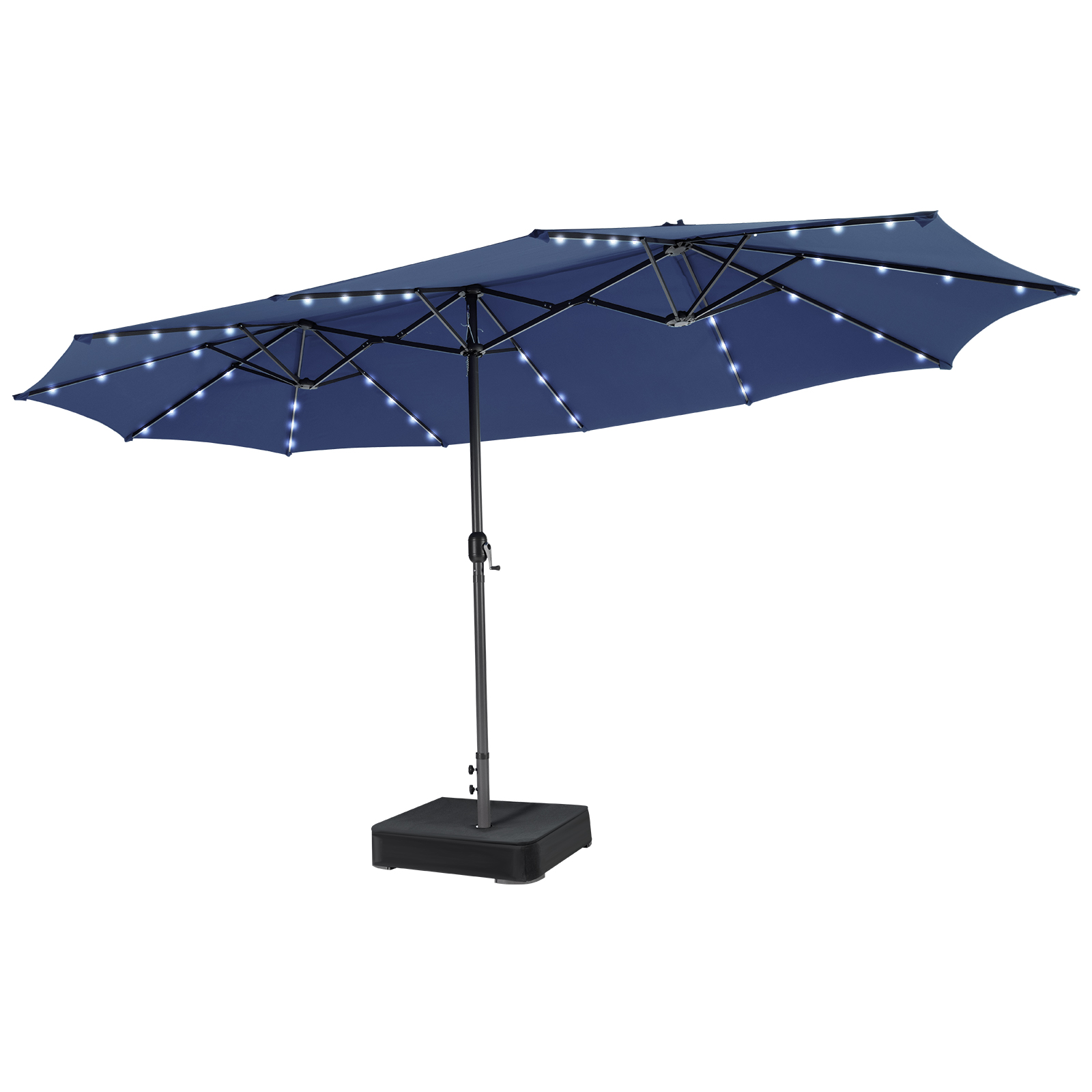 450cm Double-Sided Patio Umbrella with Solar Lights -Navy