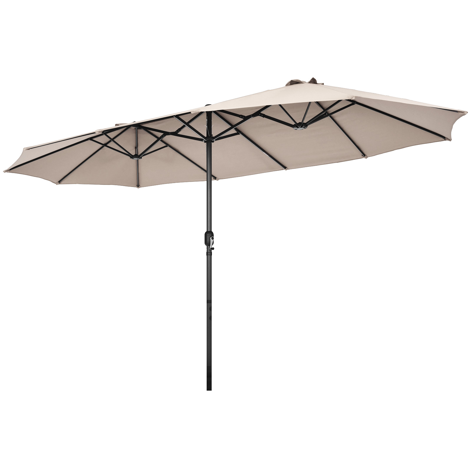 460cm Double-Sided Patio Umbrella with Hand-Crank System and Air Vents-Beige