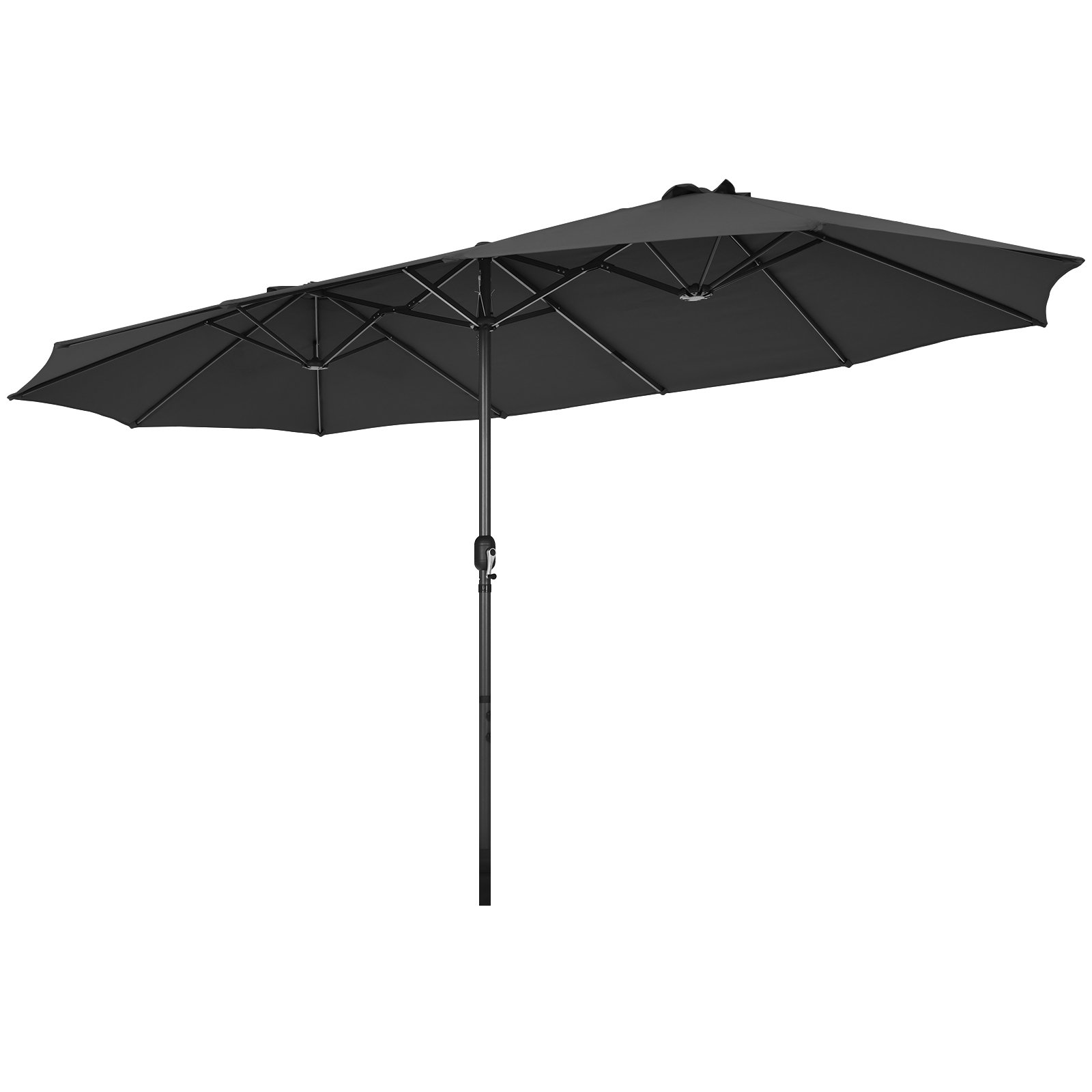 460cm Double-Sided Patio Umbrella with Hand-Crank System and Air Vents-Black