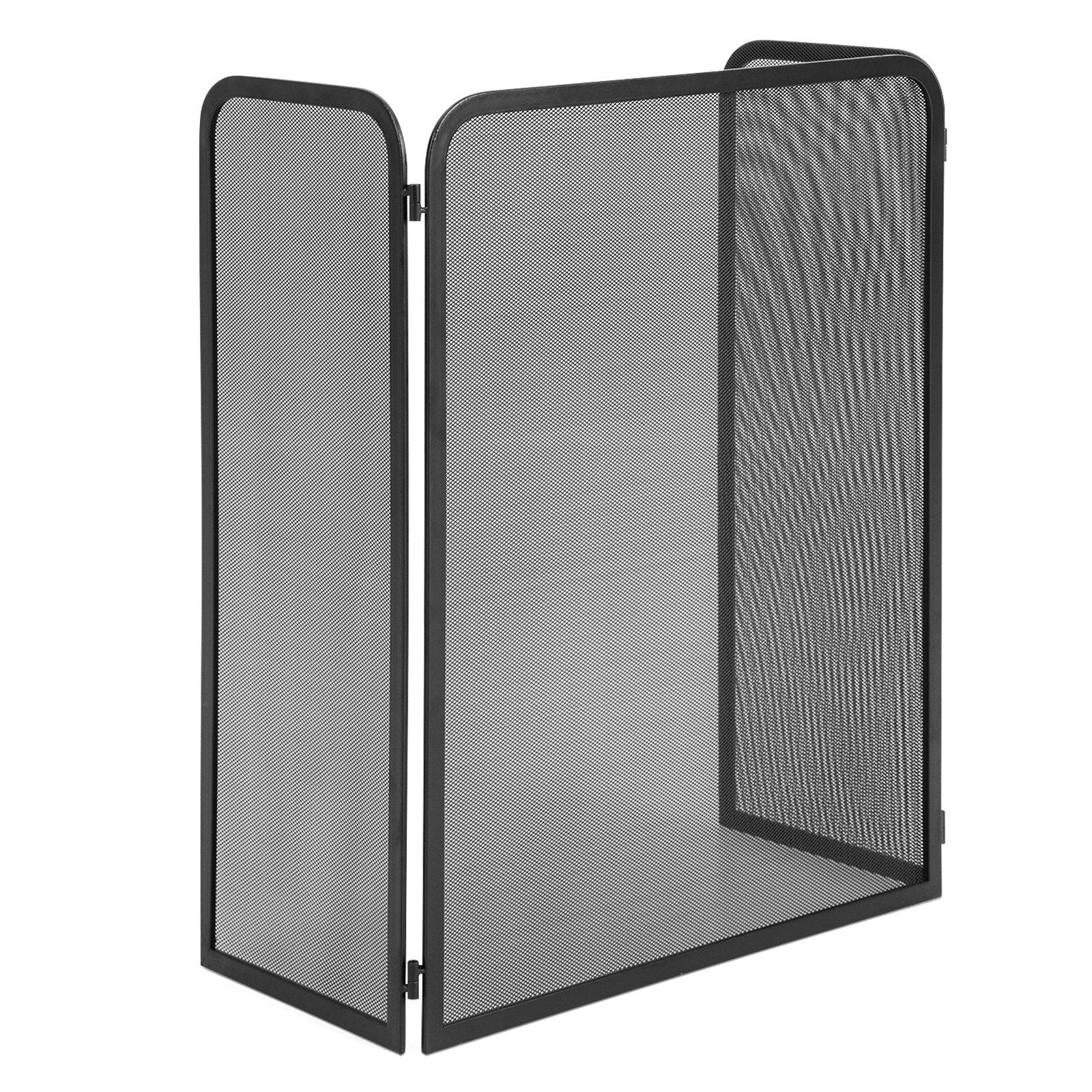 3-Panel Fireplace Screen with Flexible Hinges and Heavy-duty Metal Frame