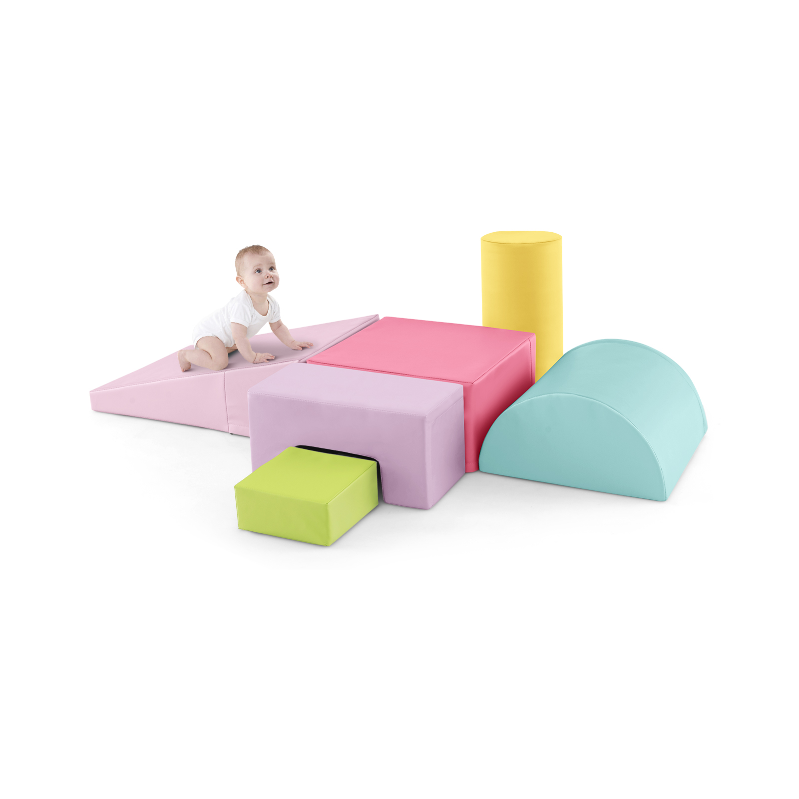 Foam Climbing Blocks with PU Cover for Toddlers 1-3-Multicolor