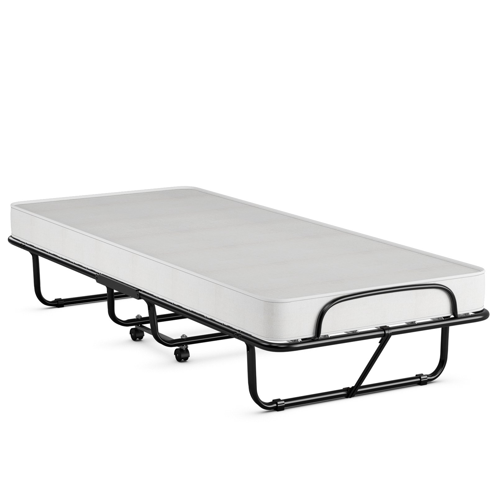 Folding Bed with Memory Foam Mattress with Wheels Made in Italy