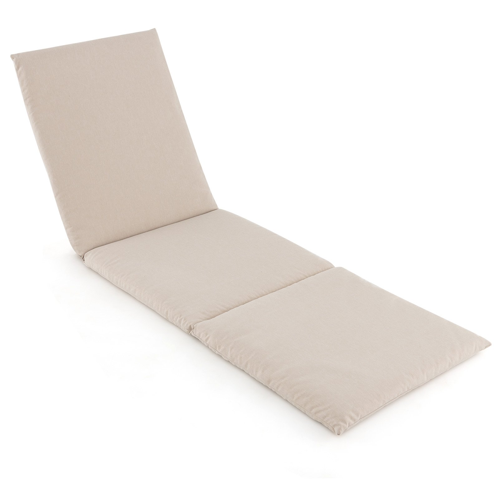 Folding Outdoor Chaise Lounge Cushion Patio Furniture Pad with Straps-Beige-1 Piece