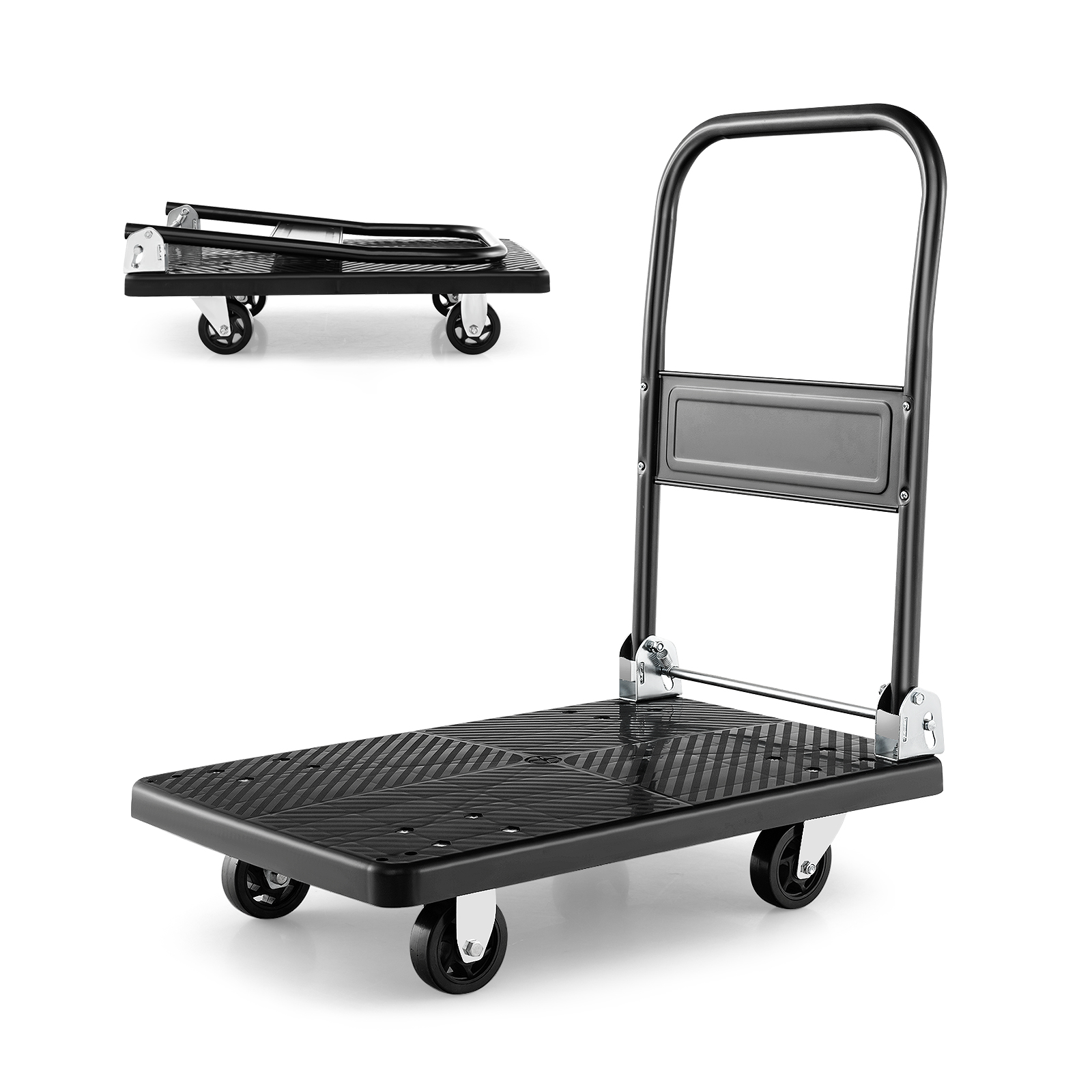 Folding Push Cart Dolly Moving Platform Hand Truck-Black