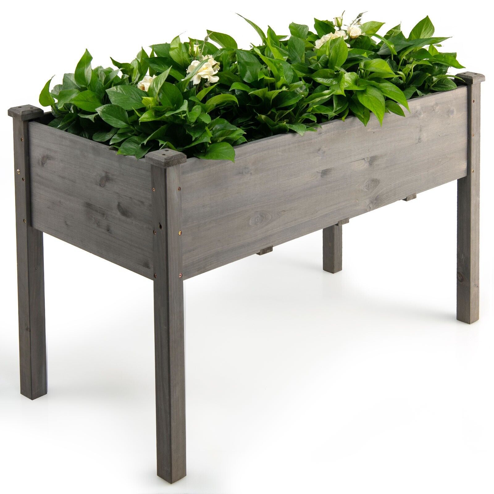 Garden Wooden Planter Flower Raised Box Container-Grey