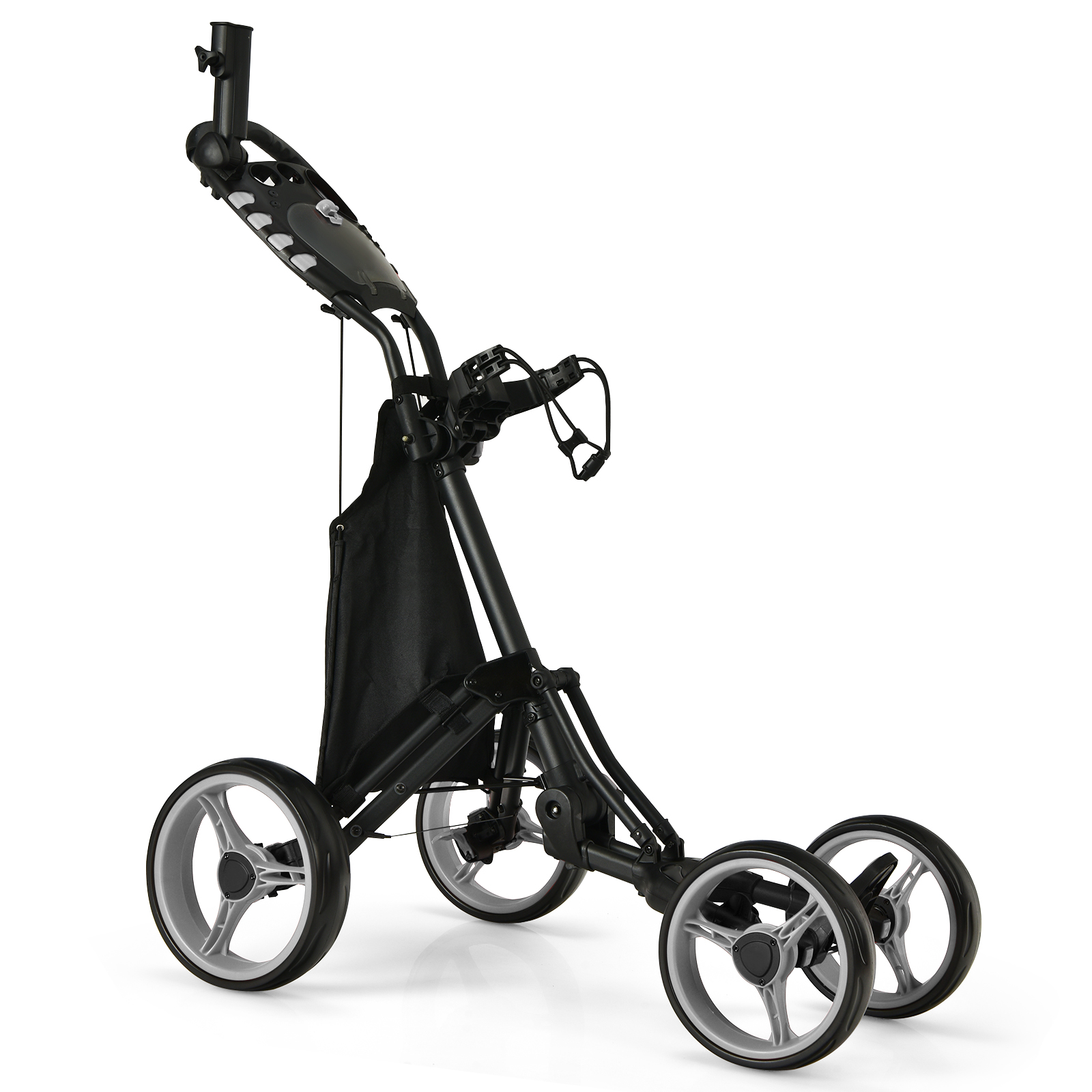 Golf Push Pull Cart with Waterproof Bag and Foot Brake-Grey