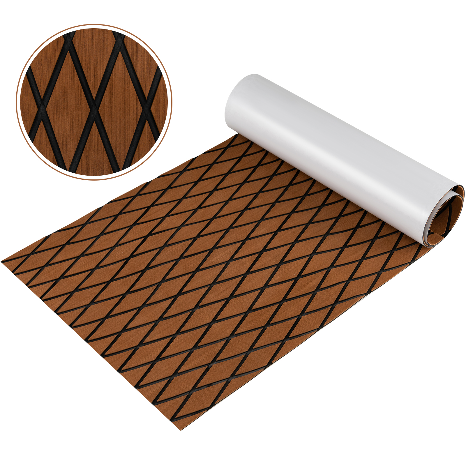 Non-Slip Waterproof Boat Decking Sheet with Self-Adhesive Backing-Brown