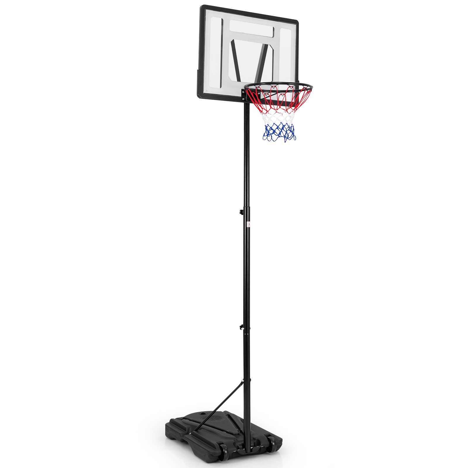 Height-Adjustable Basketball Hoop with Built-In Wheels and Fillable Base