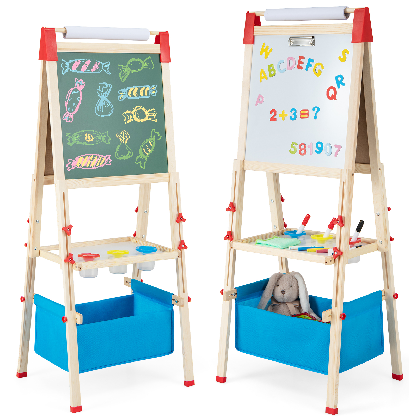 Adjustable Double Sided Kids Wooden Art Easel