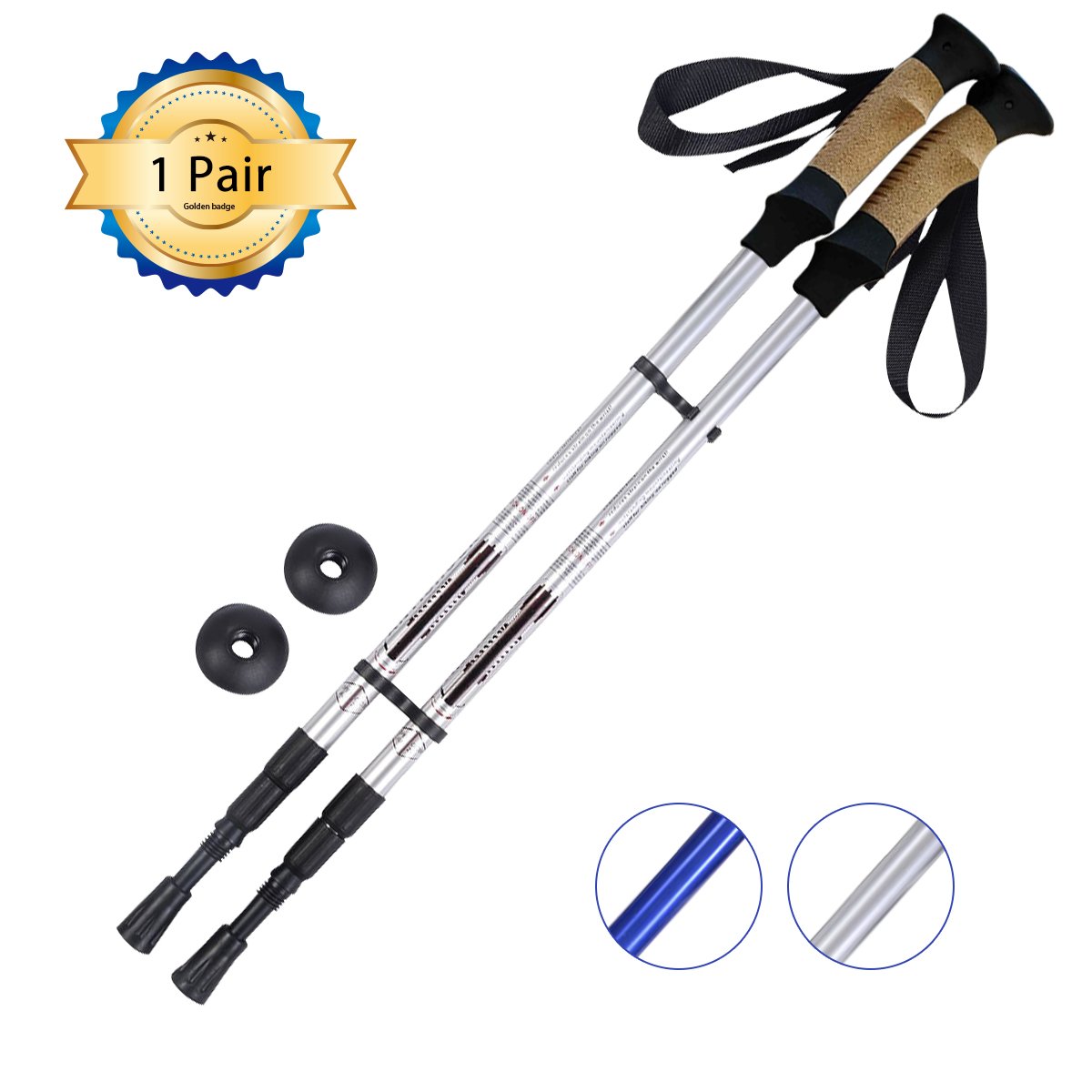 Hiking Pole Adjustable 65-135 cm-Silver