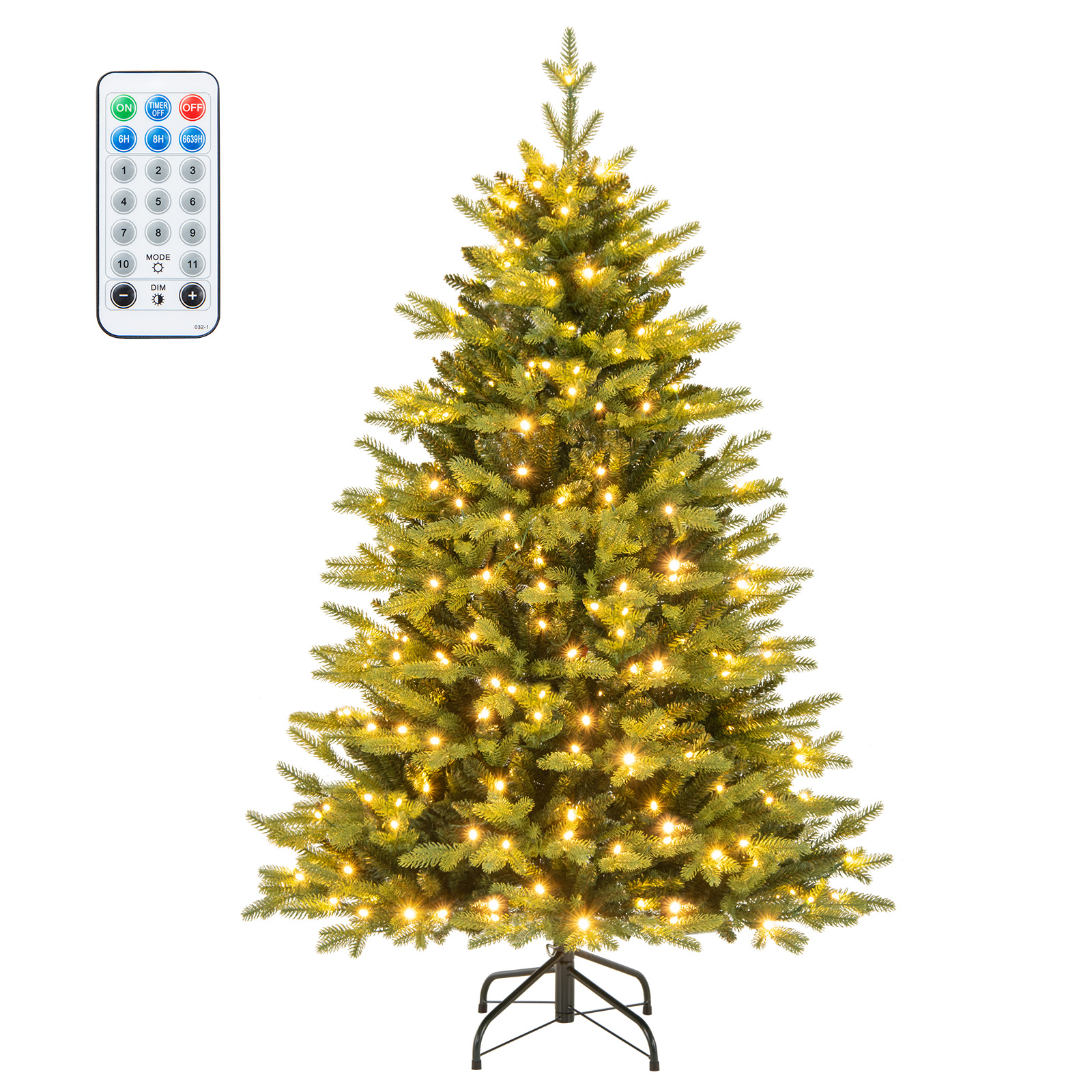 Hinged Christmas Tree with Branch Tips and LED Lights-S